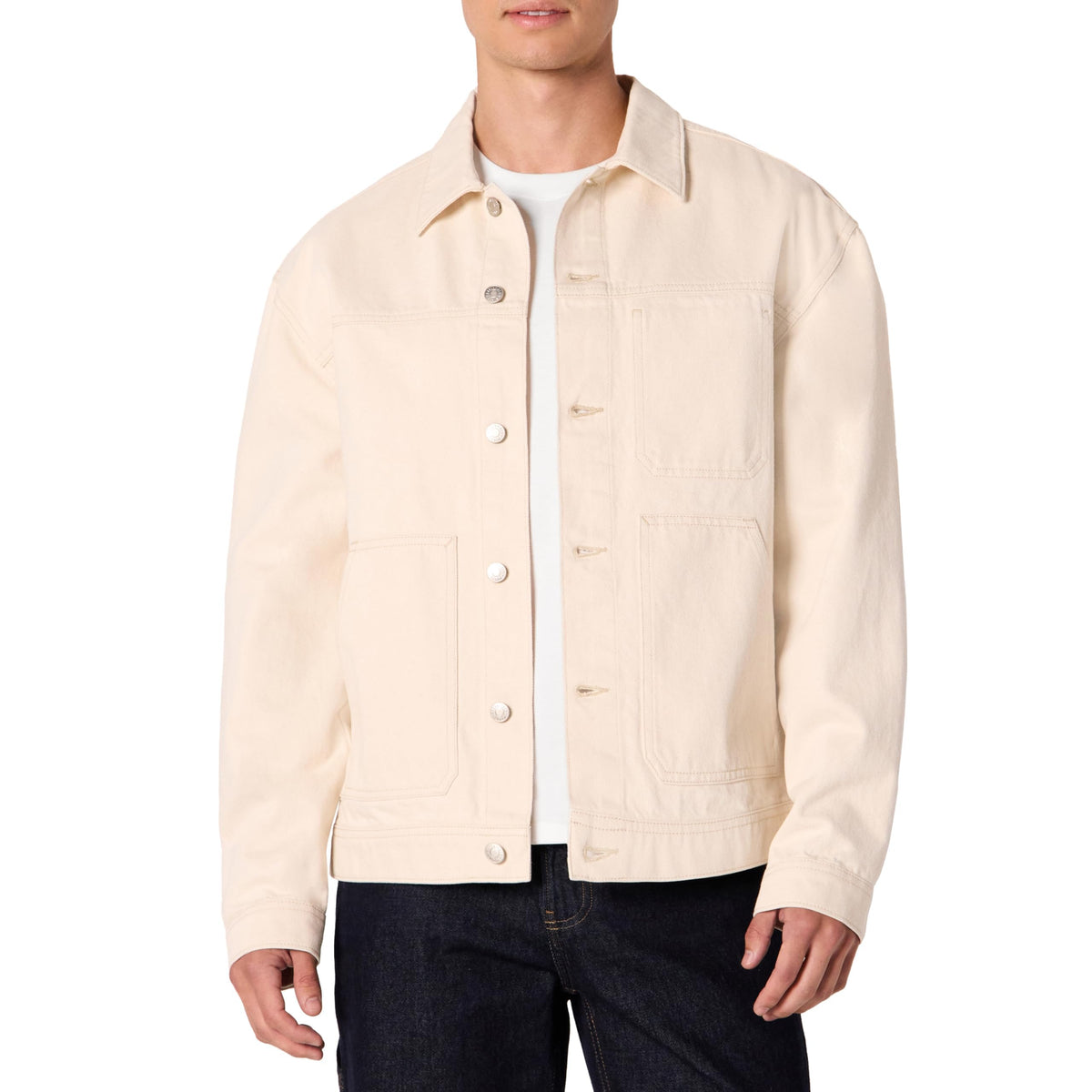 Amazon Essentials Hombre Chaqueta Funcional Vaquera Rígida de Corte Holgado