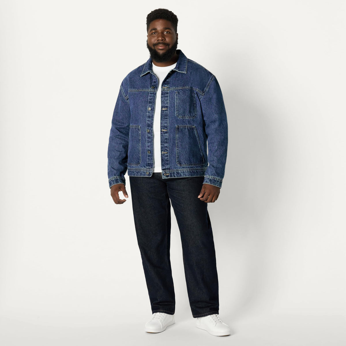 Amazon Essentials Hombre Chaqueta Funcional Vaquera Rígida de Corte Holgado