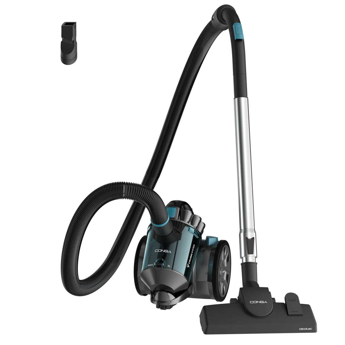 Cecotec Aspirador sin Bolsas Potente de Trineo Conga Rockstar Multicyclonic. 800 W, Multiciclónico, Capacidad 2,5 L, Filtro de Alta Eficiencia, Tubo Telescópico Metálico, Accesorios