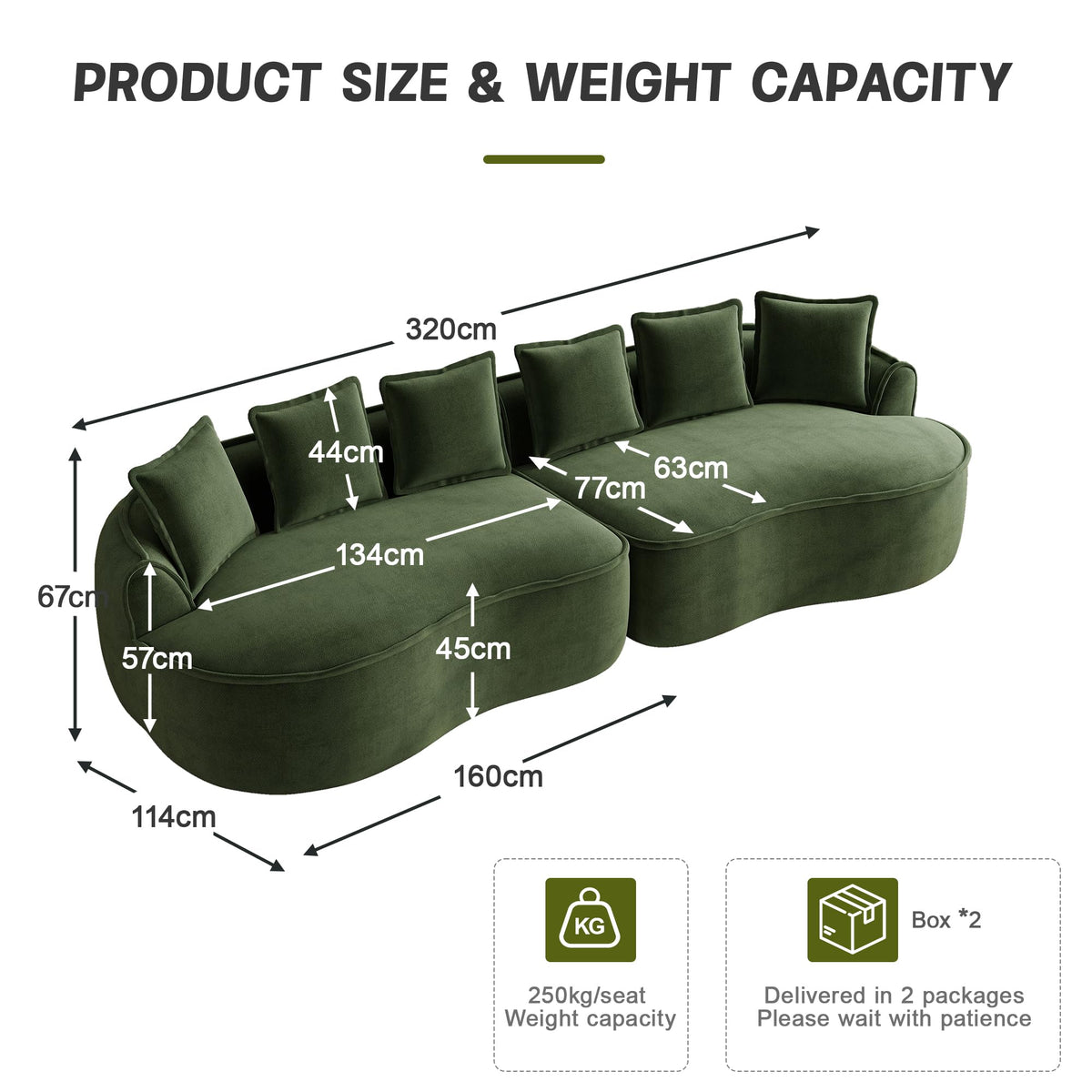 Sofá modular en forma de L sin marco, cómodo sofá de chenilla nube con asiento profundo, chaise longue moderno, extra grande, cojín ideal para salón, color verde
