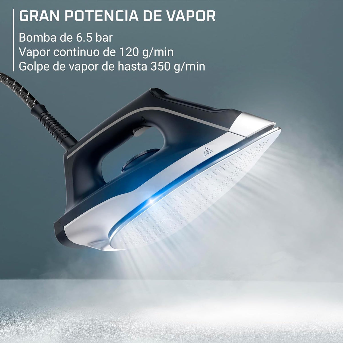 Rowenta Turbosteam, Centro de planchado, Golpe vapor 350g/min, Negro/Azul