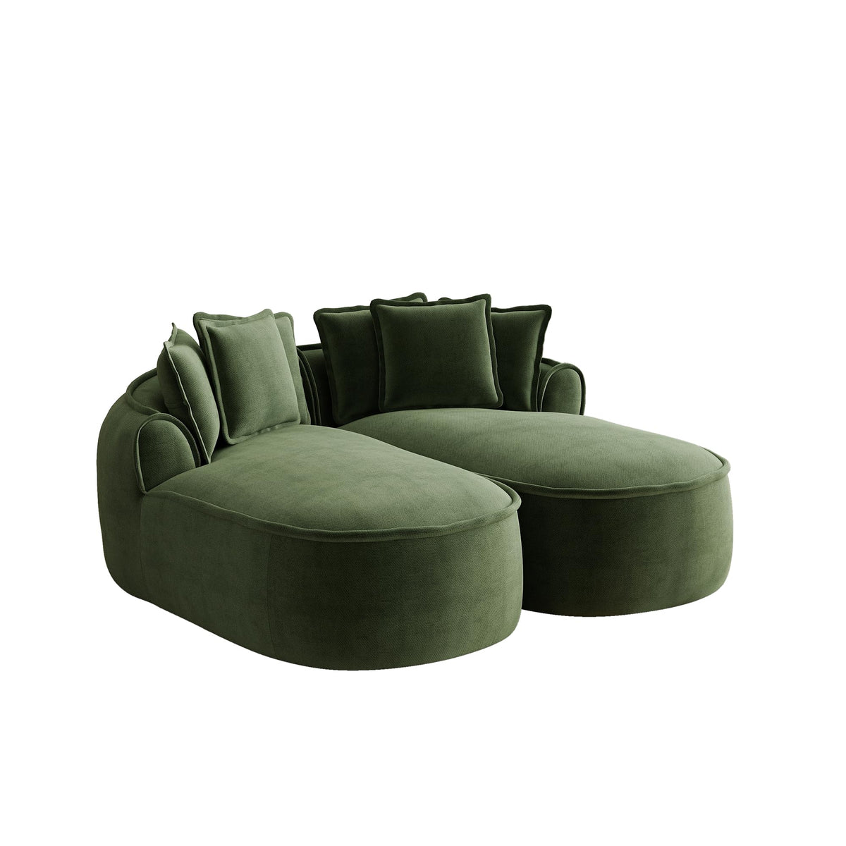 Sofá modular en forma de L sin marco, cómodo sofá de chenilla nube con asiento profundo, chaise longue moderno, extra grande, cojín ideal para salón, color verde