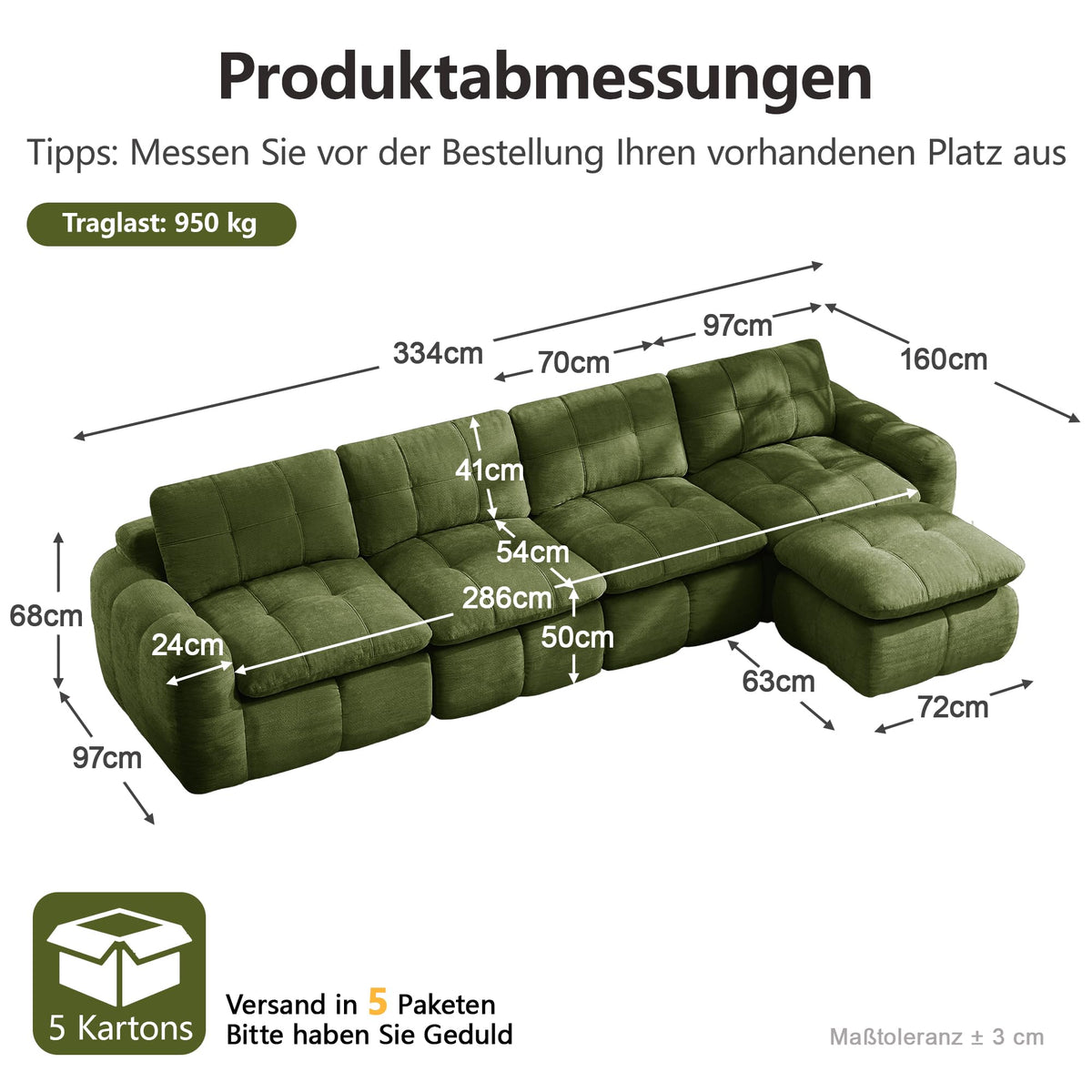 Sofá de 3 plazas con 1 taburete chenilla beige