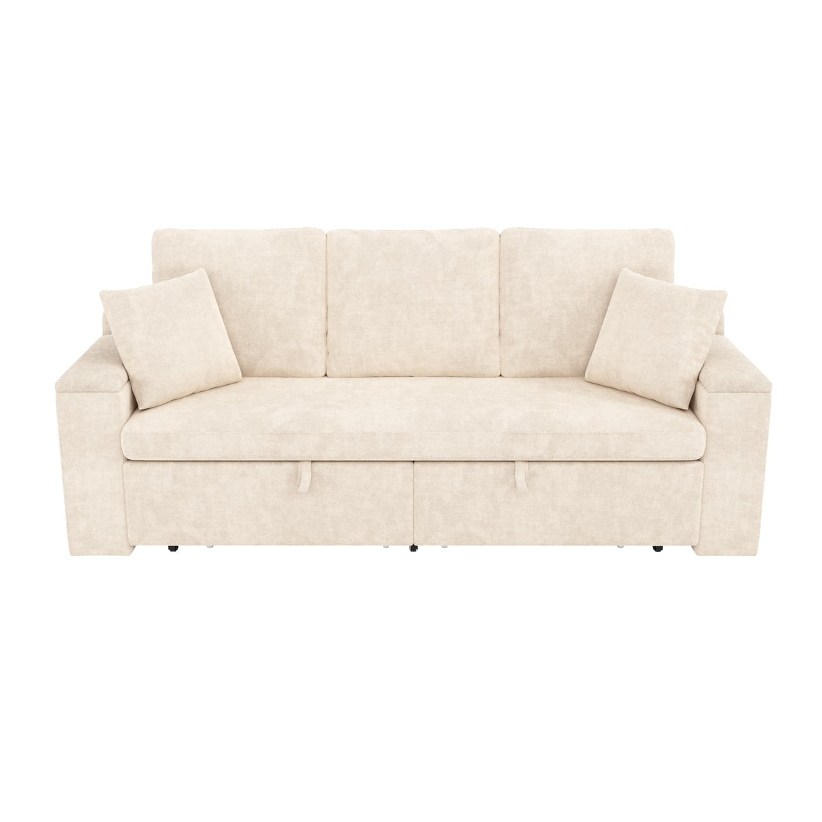 Sofá cama de 210 cm, multifuncional, 3 plazas, con función de dormir, sofá cama extensible, sofá con espacio de almacenamiento, reposabrazos y puerto de carga USB, para salón y dormitorio, color