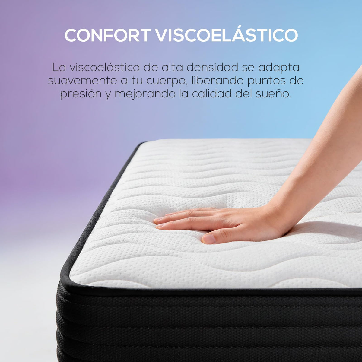 DUÉRMETE ONLINE - Colchón Viscoelástico Pocket Visco Reversible (Cara Invierno-Verano) Firmeza-Dureza Media-Alta, Grosor 20cm, Antiácaros, Antibacerias e Hipoalergénico, 180x200