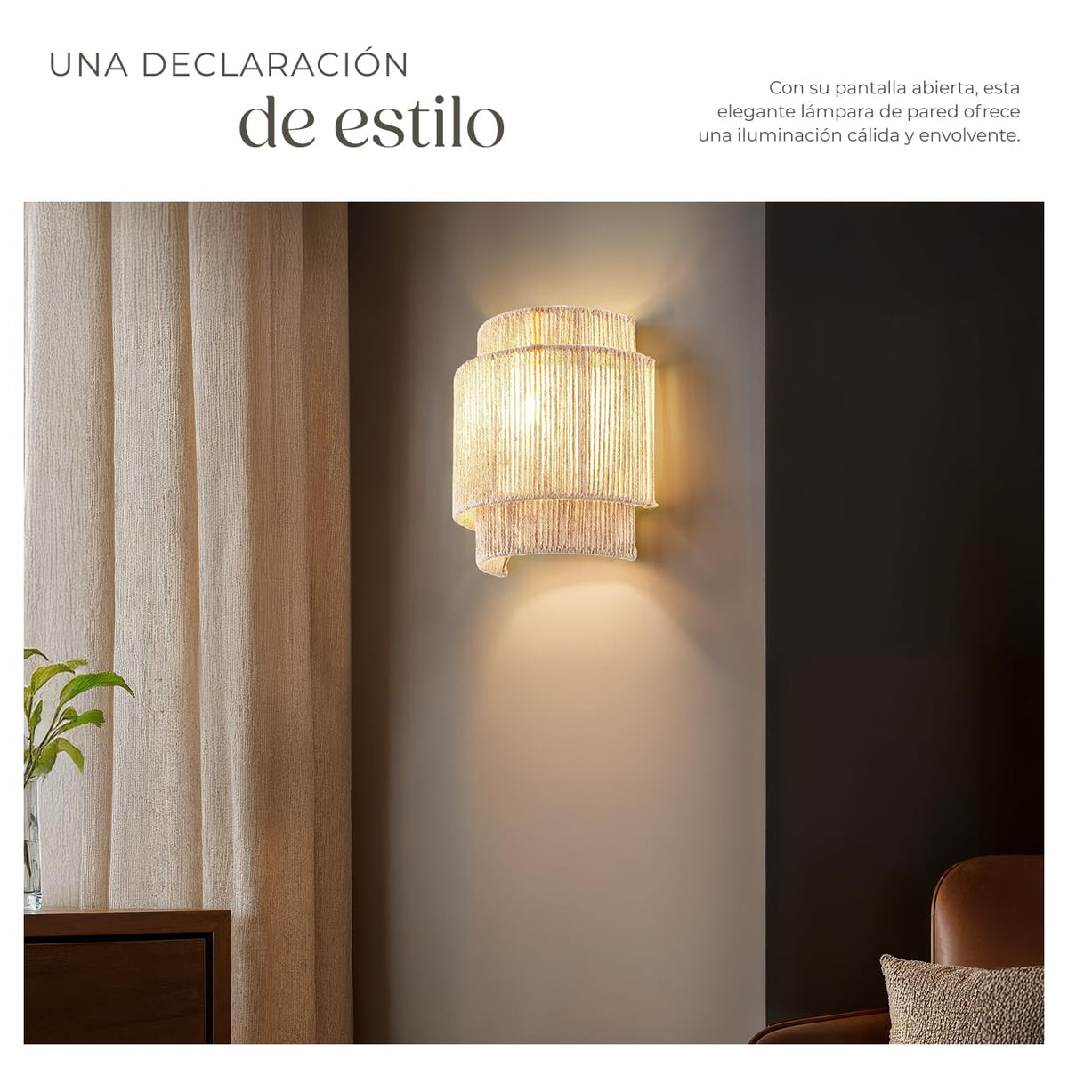tectake® Lampara Techo Dormitorio Boho Artesanal en Yute Sostenible con Estructura de Acero, Lámpara de Techo Colgante Salón 40 W, Lampara Salon, Plafon - 45 x 45 x 27,5 cm