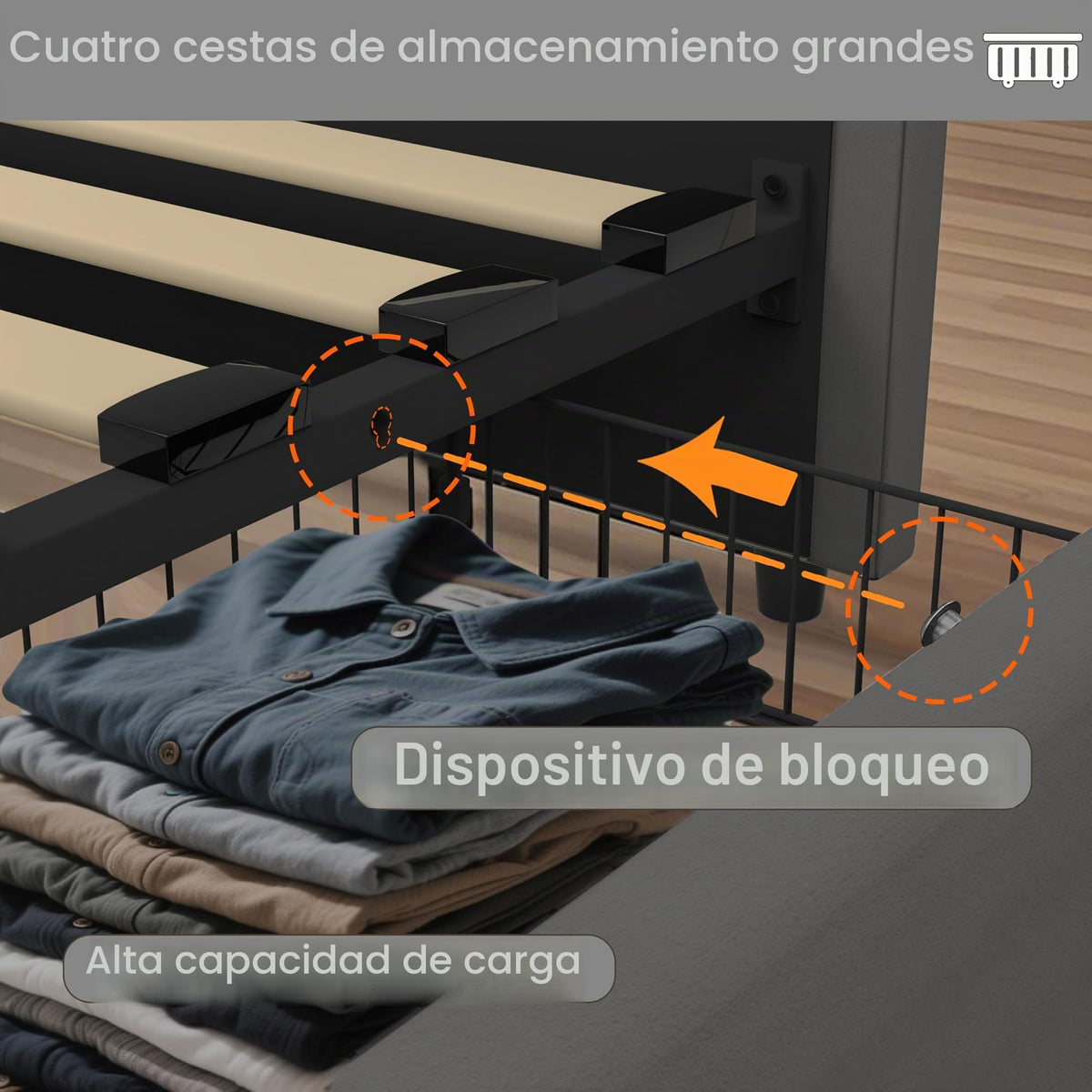 Estructura de Cama de Cuero 160x200cm con Carga USB Type-C, Blanco