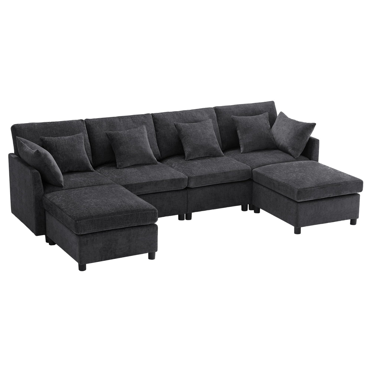 Sapgaks Sofá Seccional en U Moderno,Sofá 4 plazas,Mueble Acolchado de diseño Moderno,Tela de Chenilla (Beige)