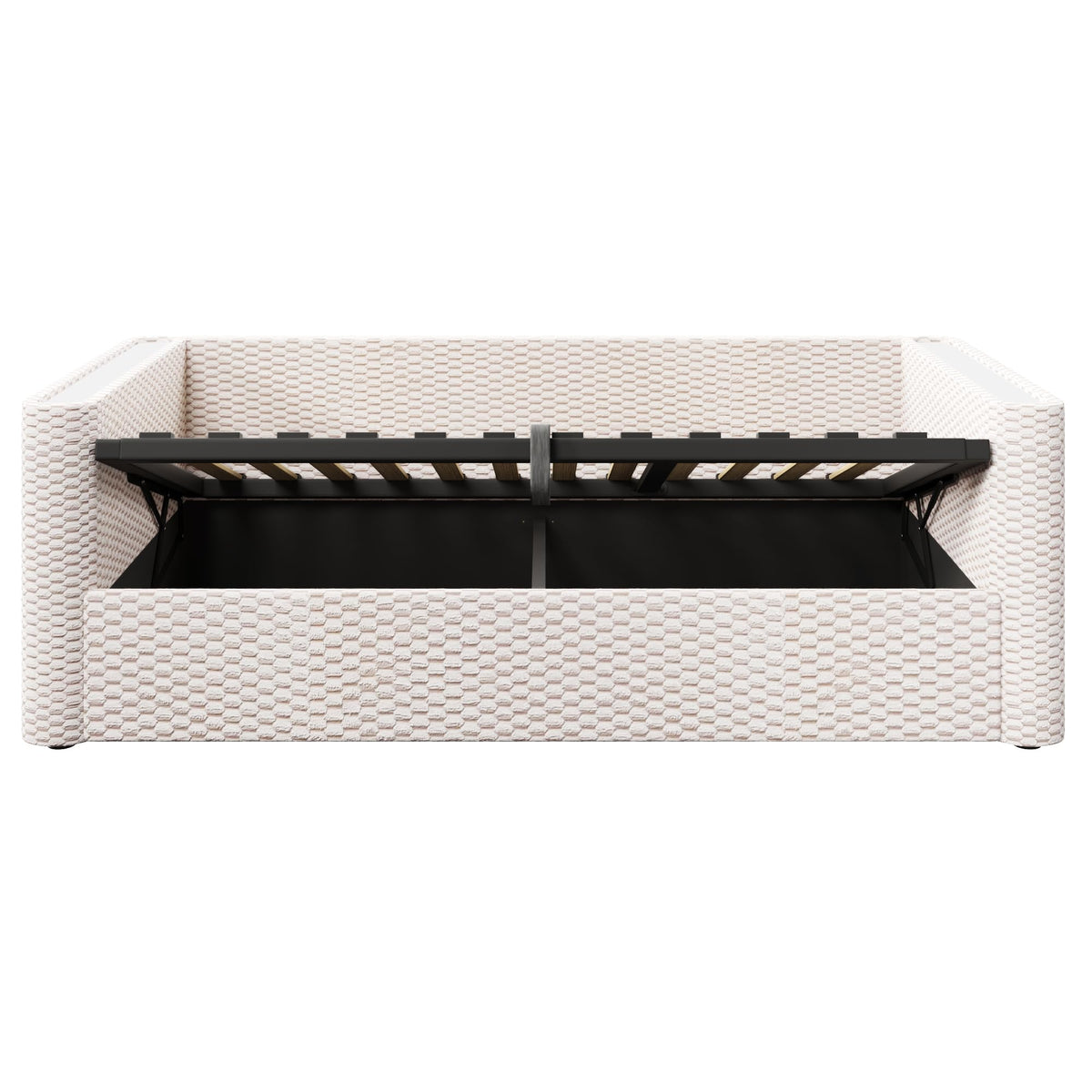 Moimhear Cama de día, diván cama, sofá cama, diseño de cama extensible multifuncional con tira de luz LED, somier de listones (sin colchón), terciopelo (beis, 90 x 200 cm+180 x 200 cm)