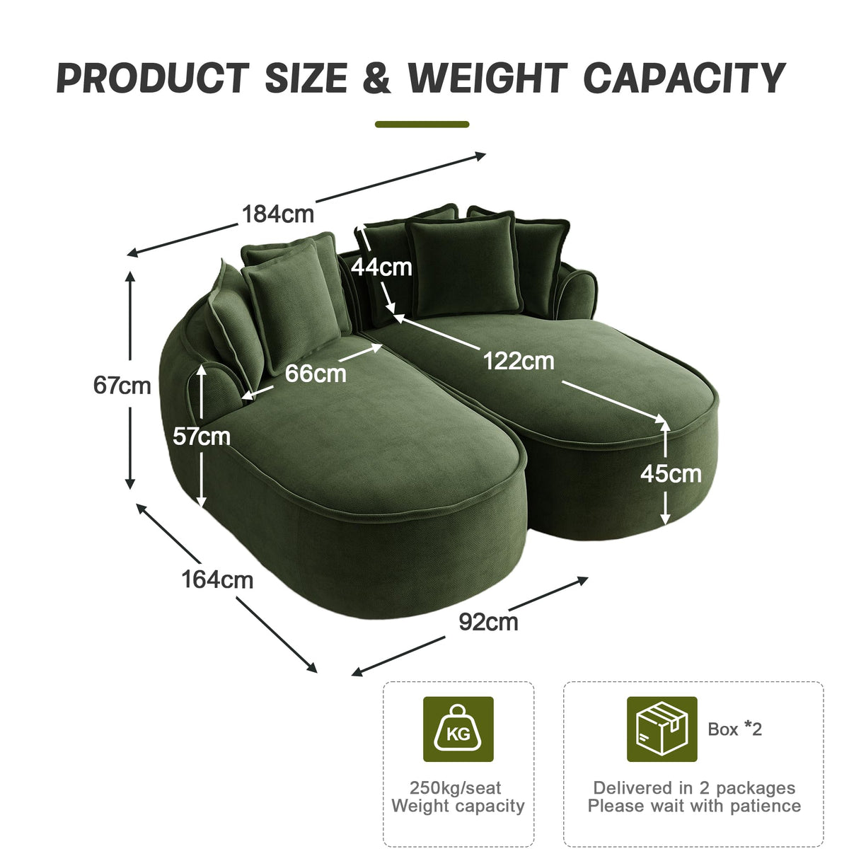 Sofá modular en forma de L sin marco, cómodo sofá de chenilla nube con asiento profundo, chaise longue moderno, extra grande, cojín ideal para salón, color verde