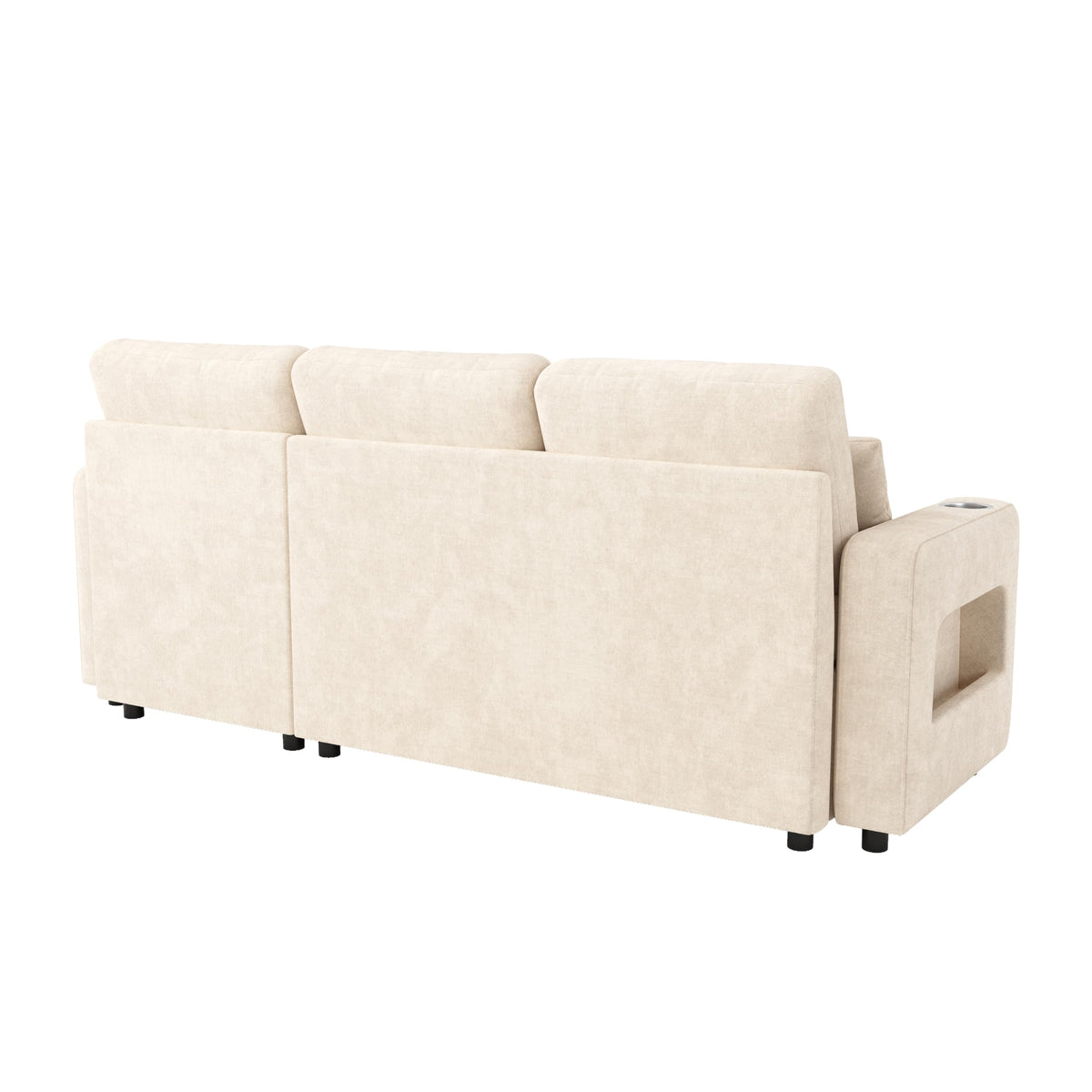 Sapgaks Sofá de esquina convertible de 6 plazas con USB, sofá convertible de 6 plazas, sofá de 6 plazas, en chenilla, con apoyabrazos en forma de librería, puf extraíble para configuraciones en L y en