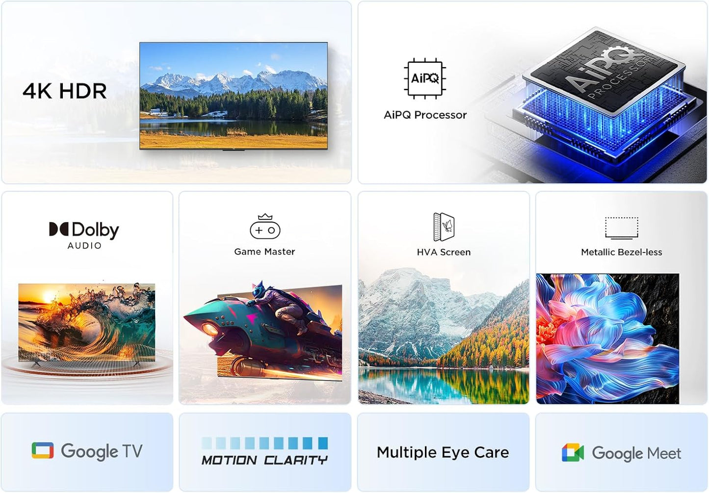 TCL 65V6C Televisor 65 Pulgadas 4K Smart TV LED, HDR, Google TV, Dolby Audio, Alexa y Google Assistant, Chromecast Built-in, Motion Clarity
