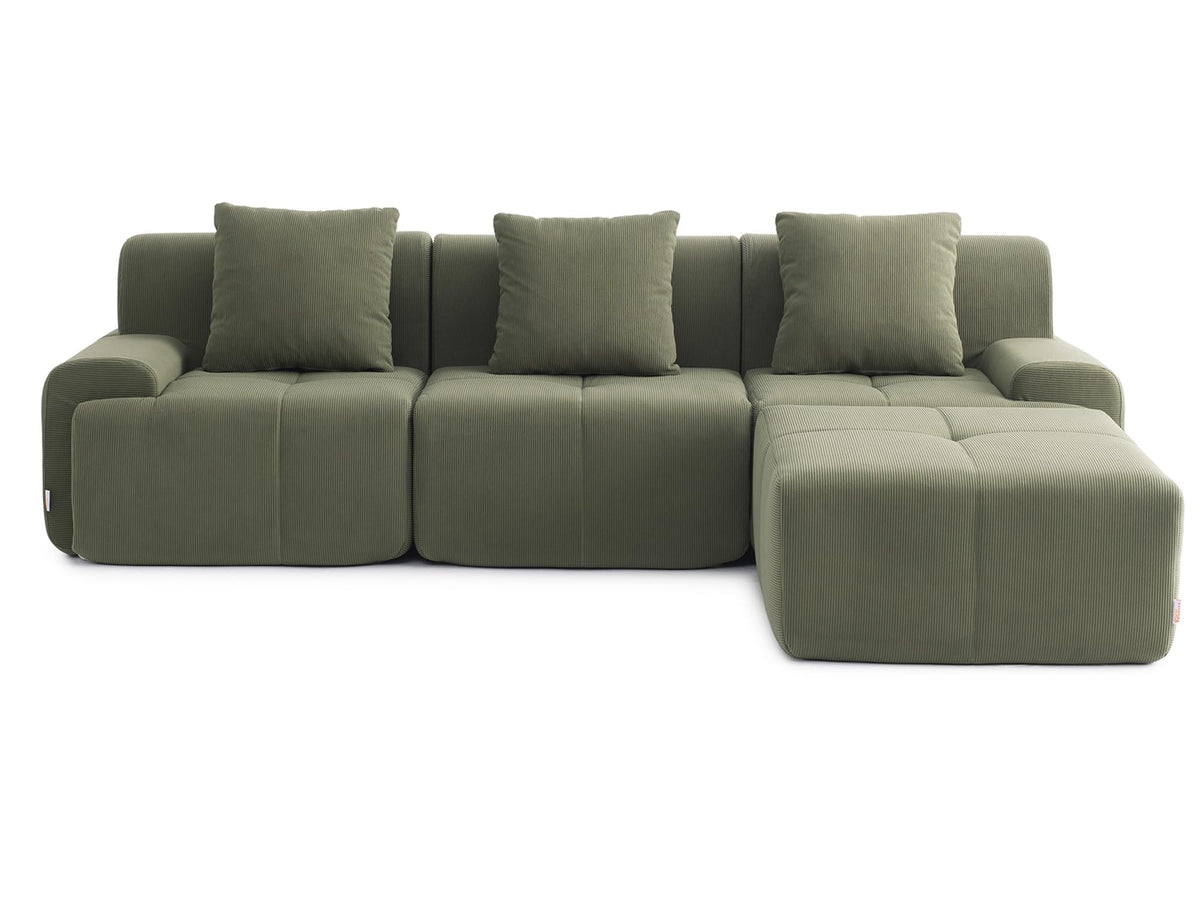 Sofá Modular 3 plazas con Chaise Longue, tapizado en Chenilla, Fundas de Cojines desenfundables (Gris Mineral, 3 plazas con Chaise Longue)