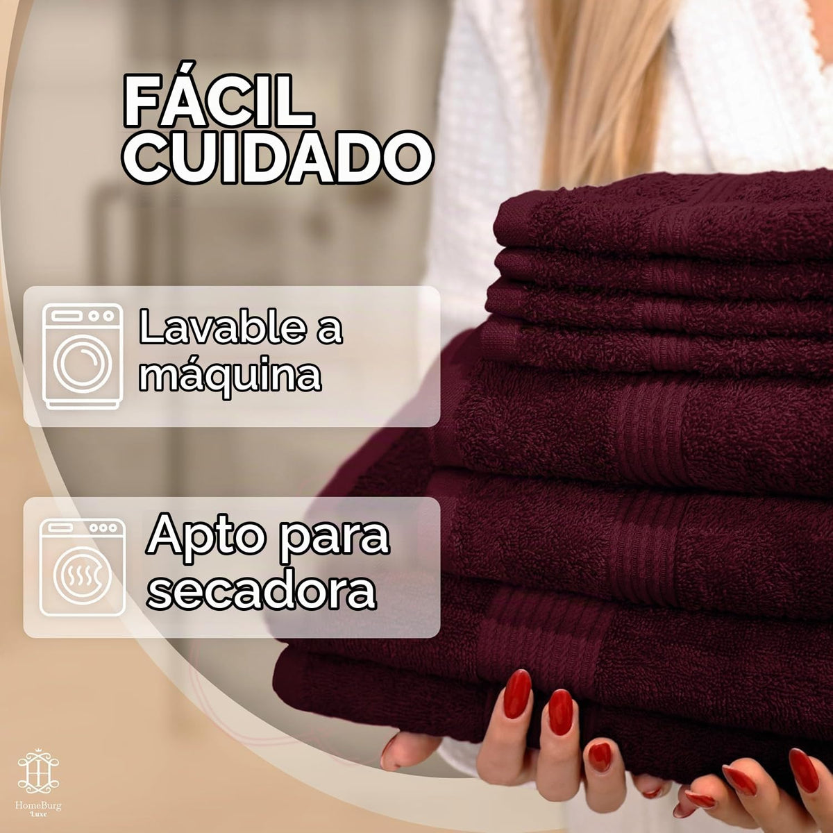 Luxe Set de Toallas 100% Algodón - 8 Piezas, 3 tamaños (30×30, 40×70 y 65×137 cm) - Suaves, absorbentes y de fácil Cuidado, Blanco