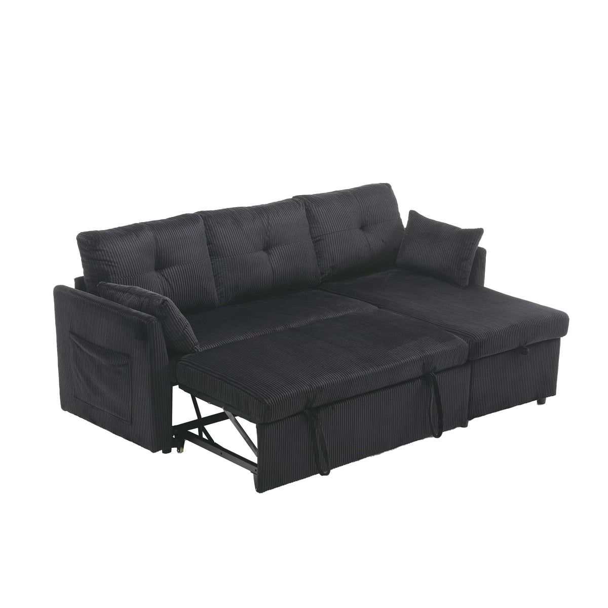 Lubvtti Sofá cama de 3 plazas moderno con función de cama, con espacio de almacenamiento, cargador USB, reposabrazos portaobjetos y 2 cojines, sofá de esquina en L, sofá de 3 plazas, chenilla (C-gris)