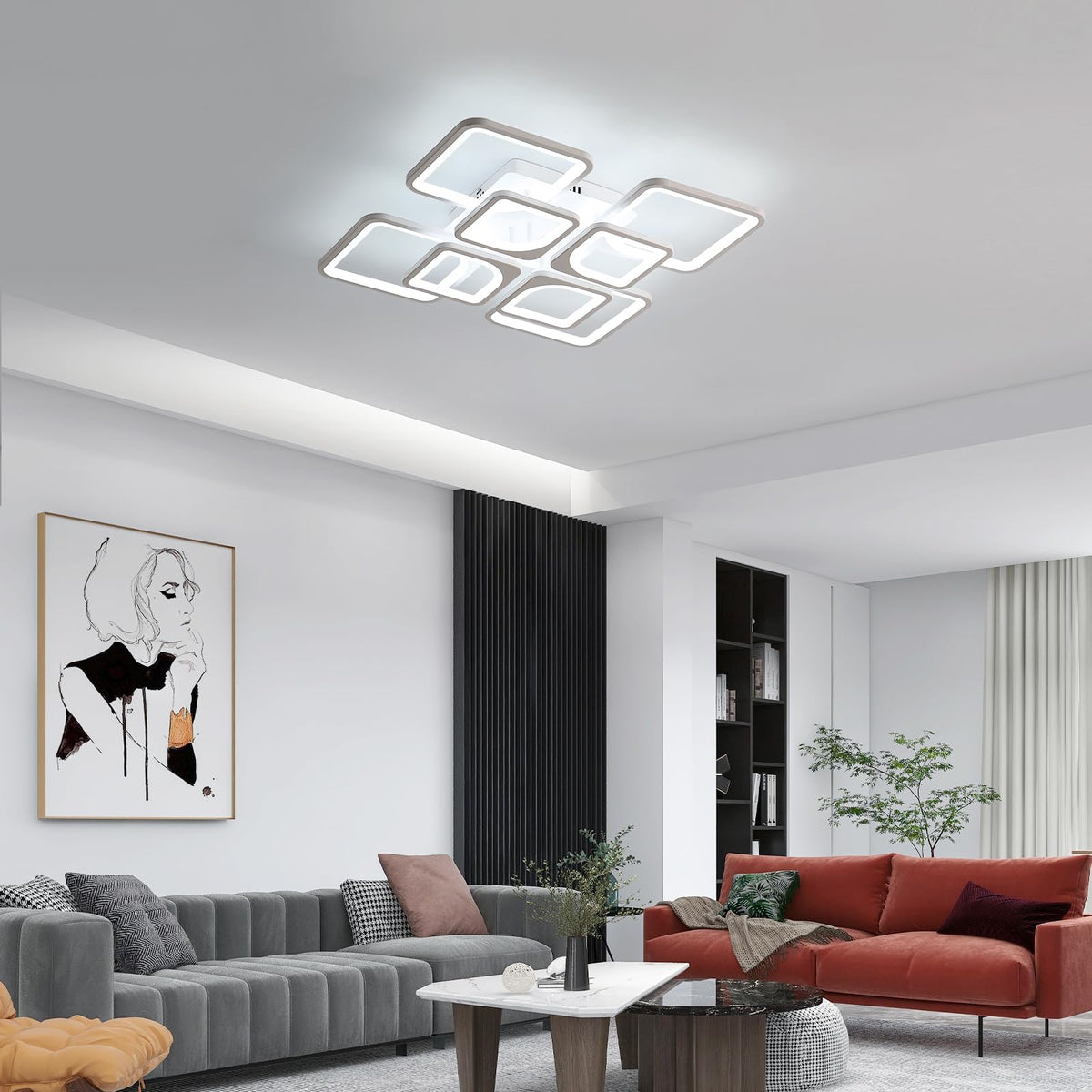 Riserva Plafon Techo LED Regulable 48W, Forma de Corazón, 3000K-6500K, Oro