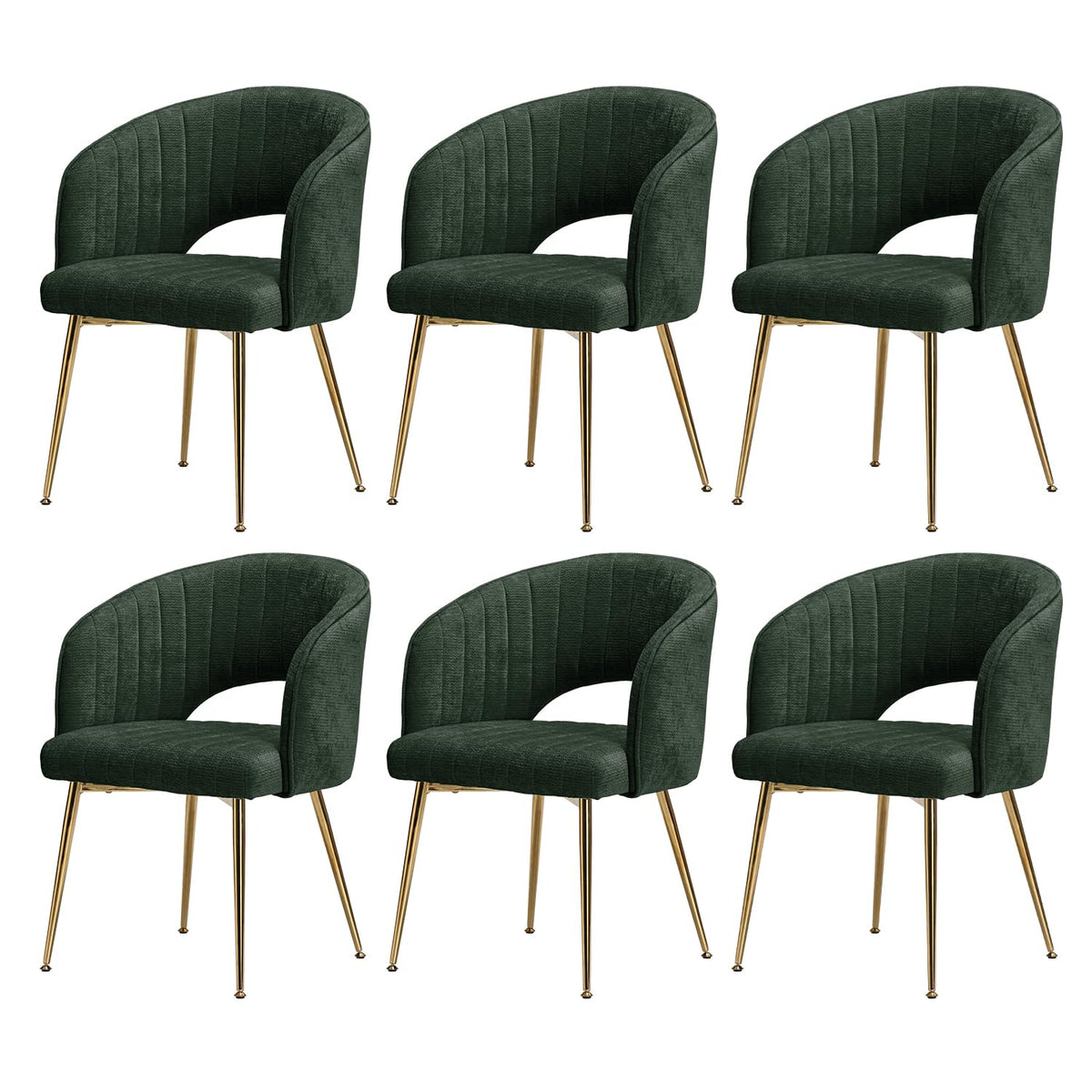 Juego de 6 sillas de comedor de terciopelo, sillas tapizadas con reposabrazos, patas doradas, sillas de cocina, para salón, dormitorio, oficina (6, blanco crema)