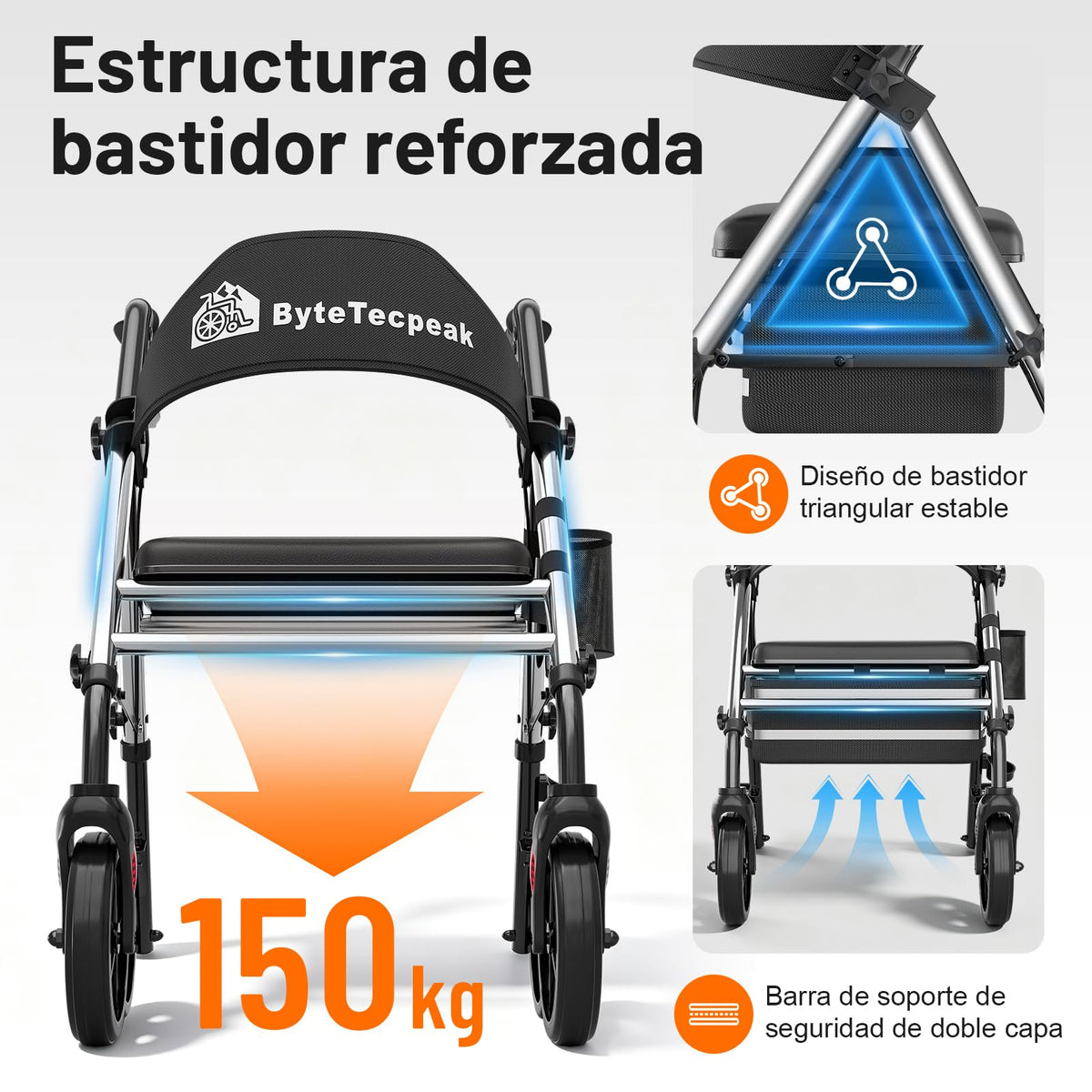 R4 Andador Plegable de 4 Ruedas con Asiento
