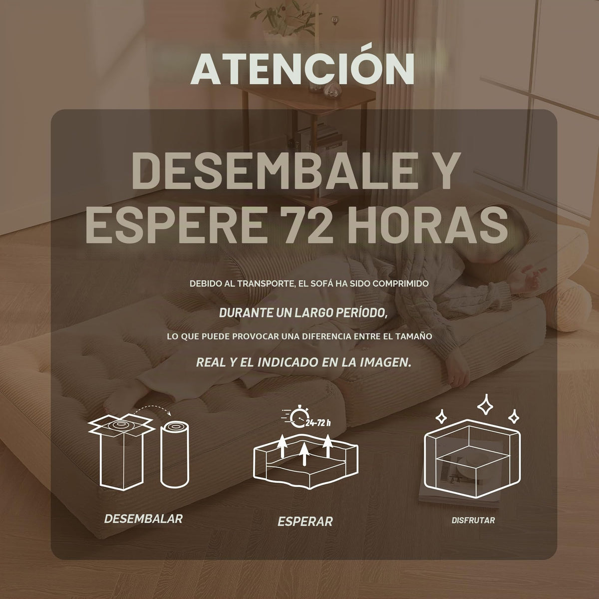 Sofá Convertible 4 en 1, Sofá Cama 1 Plaza, Pana, Negro