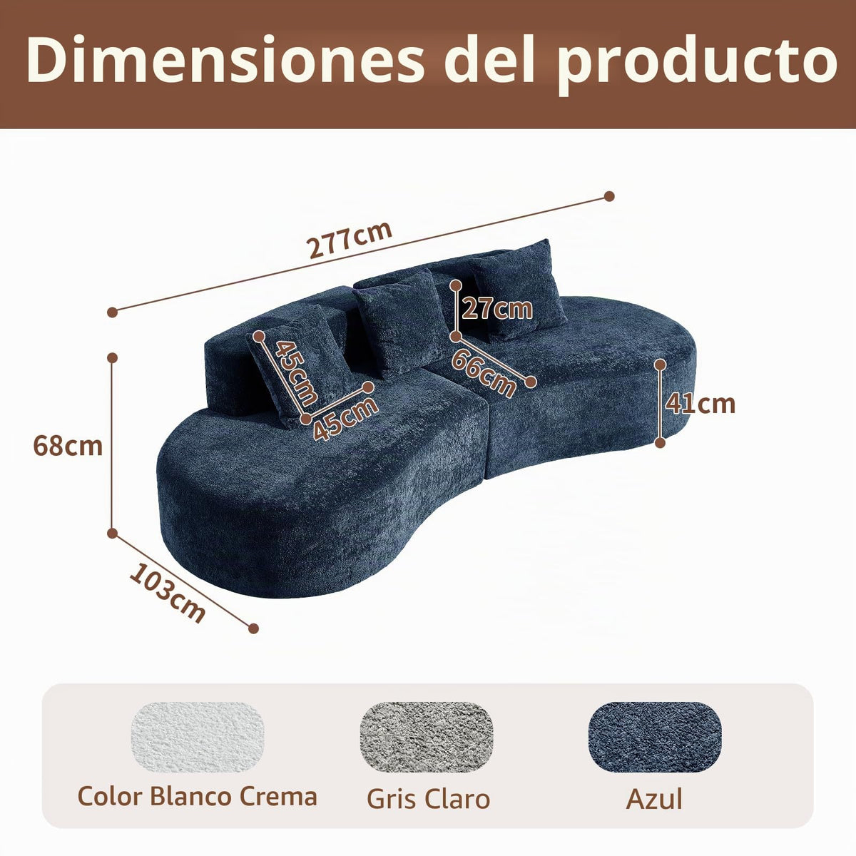 Bladez Sofá esquinero moderno curvado de 5 plazas, sofá modular de terciopelo, diseño curvado, cómodo sofá tapizado, cómodo sofá tapizado con cojines, adecuado para salón y apartamento, color blanco