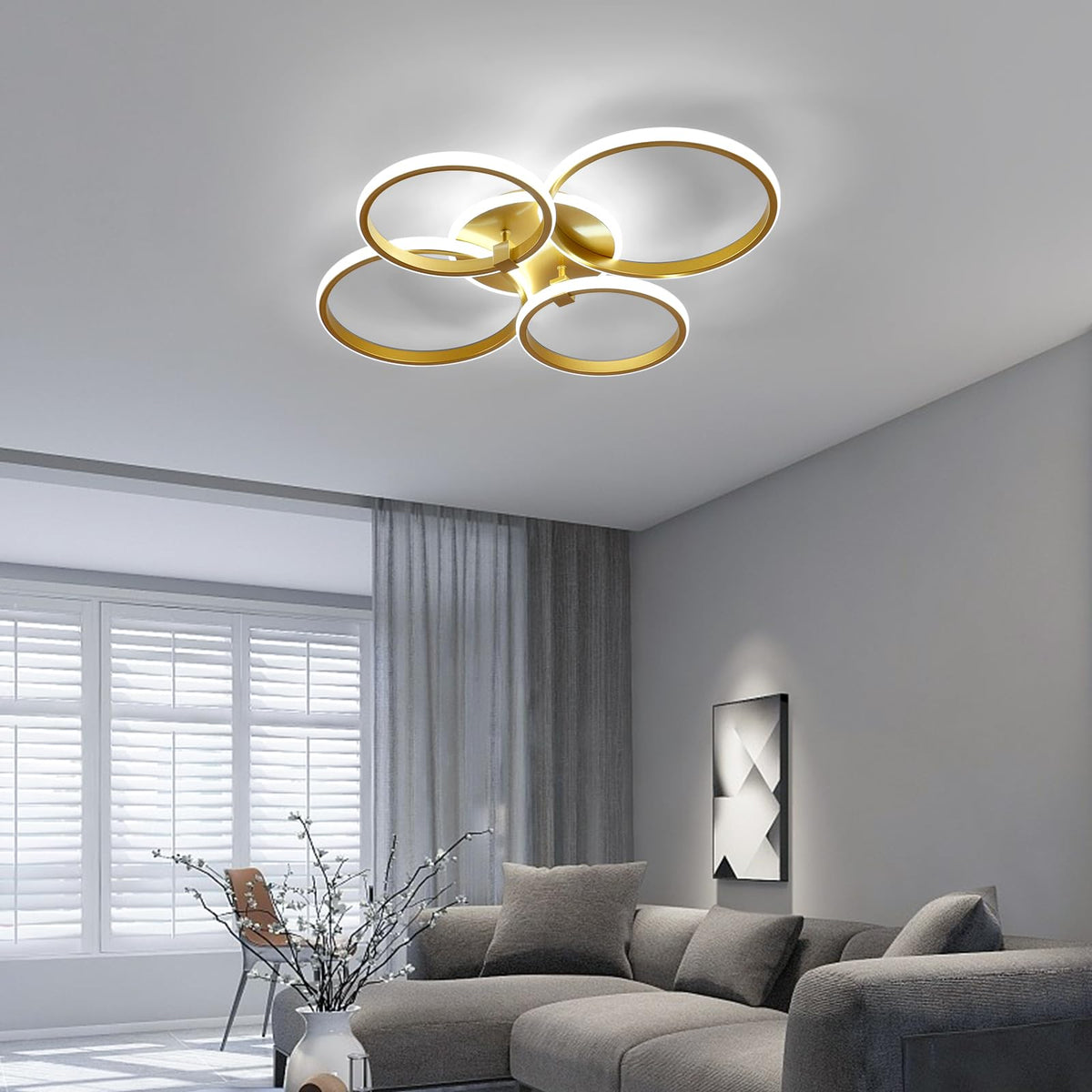 Riserva Plafon Techo LED Regulable 48W, Forma de Corazón, 3000K-6500K, Oro