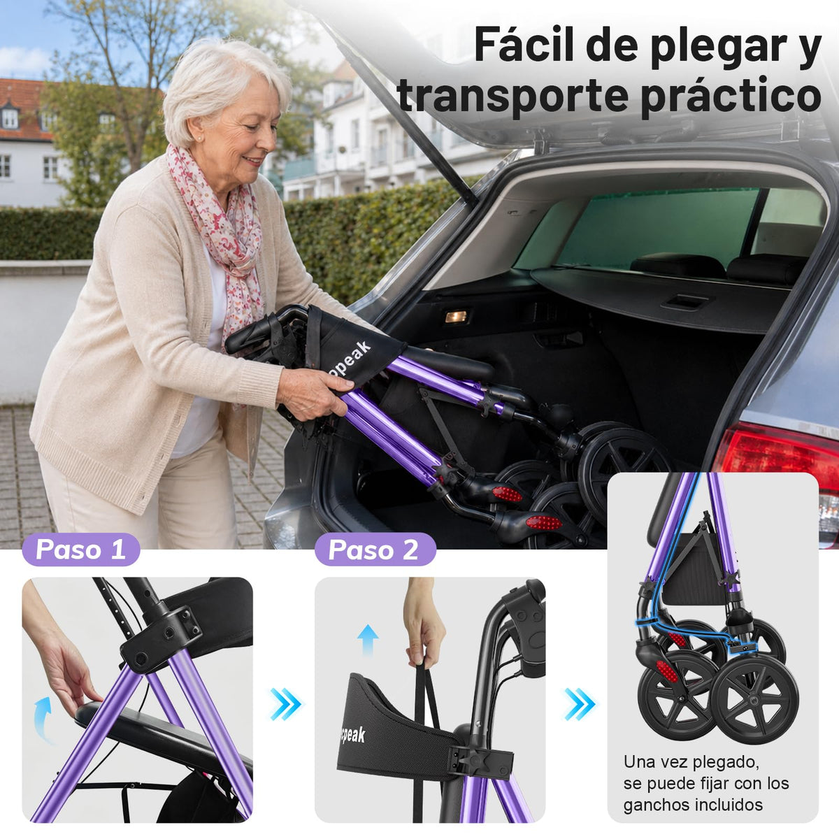 R4 Andador Plegable de 4 Ruedas con Asiento