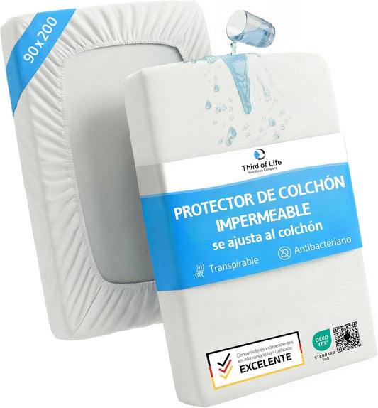 Protector de colchón 90x200 Impermeable y Transpirable, hipoalergénico