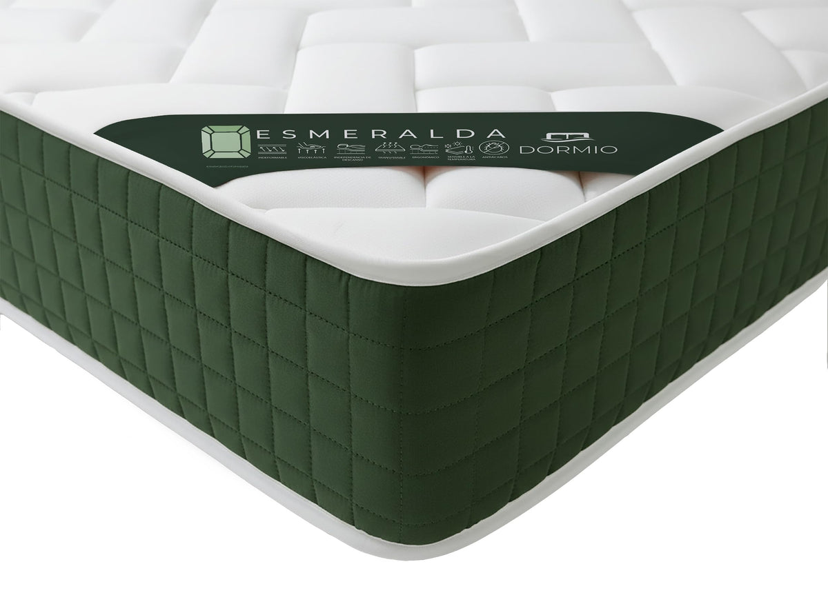 Dormio Esmeralda Colchón Viscoelástico Fresh 3D, 90x190 cm, Altura 21 cm, Reversible Frío/Calor, Confort y Firmeza Adaptable.