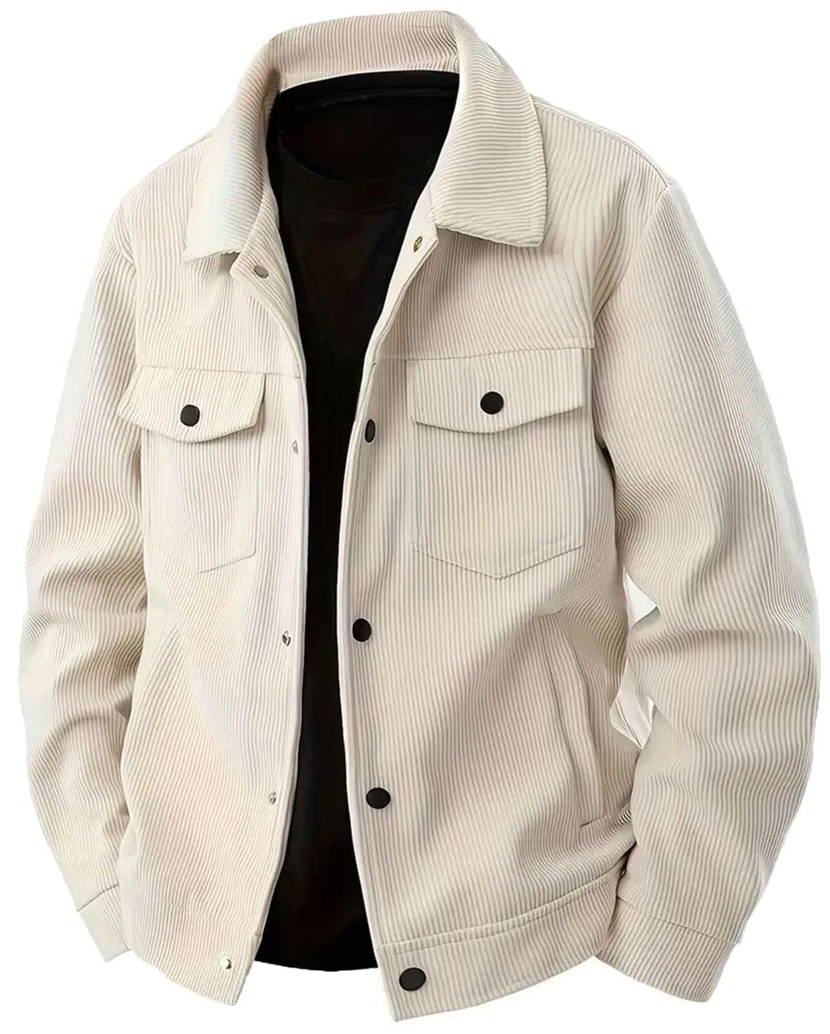 PADOLA Chaqueta de Pana para Hombre Chaqueta Ligera de Manga Larga con Solapa Camisa Abotonada Casual con Bolsillos
