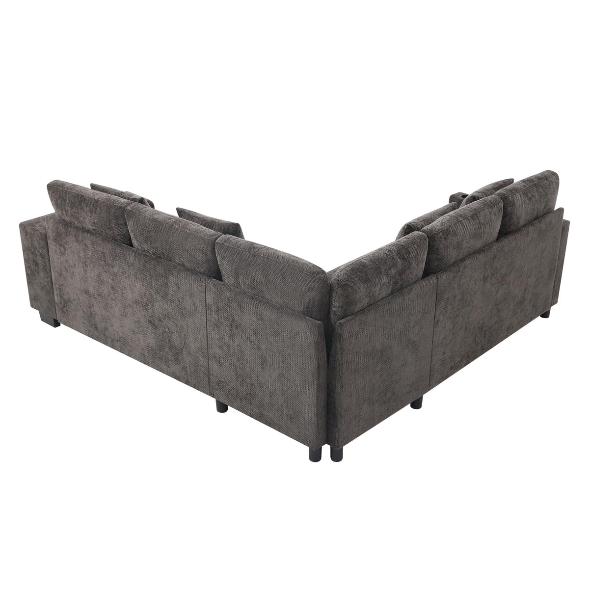 Sapgaks Sofá de esquina convertible de 6 plazas con USB, sofá convertible de 6 plazas, sofá de 6 plazas, en chenilla, con apoyabrazos en forma de librería, puf extraíble para configuraciones en L y en