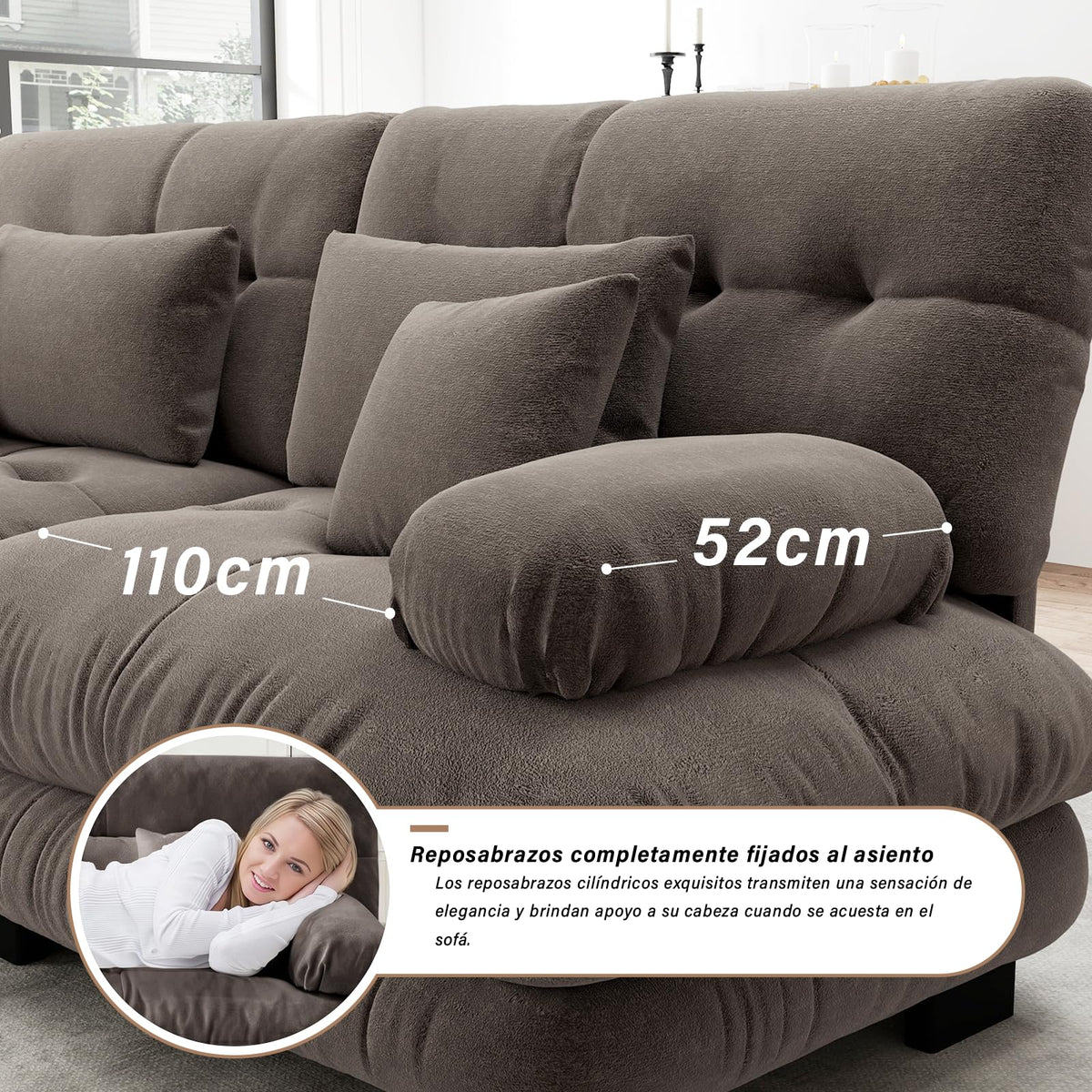 SoarFlash Sofá U Modular de 4 plazas para salón Moderno, sofá Nube de Tela Chenille con reposabrazos, Color Amarillo, 145×406 cm