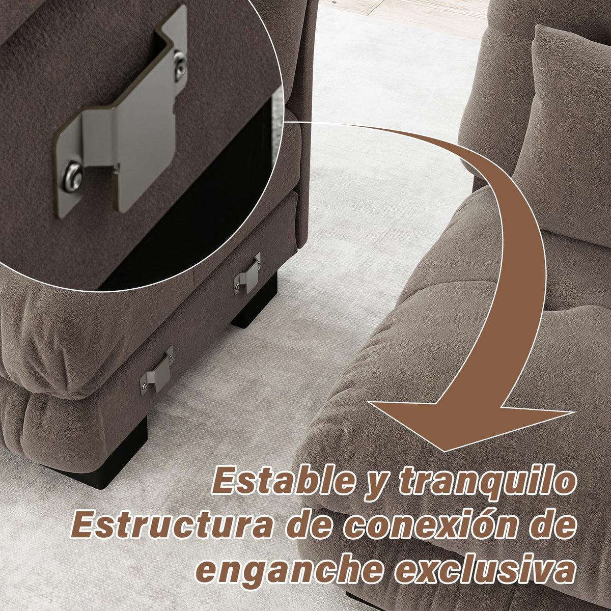 SoarFlash Sofá U Modular de 4 plazas para salón Moderno, sofá Nube de Tela Chenille con reposabrazos, Color Amarillo, 145×406 cm