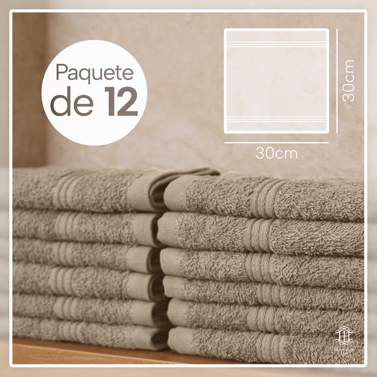 Luxe Set de 12 Toallas de Mano (Gants de Toilette) – 100% Algodón, Suaves & Absorbentes, Fáciles de Mantener, Premium para el Rostro, 30×30 cm, Verde Salvia