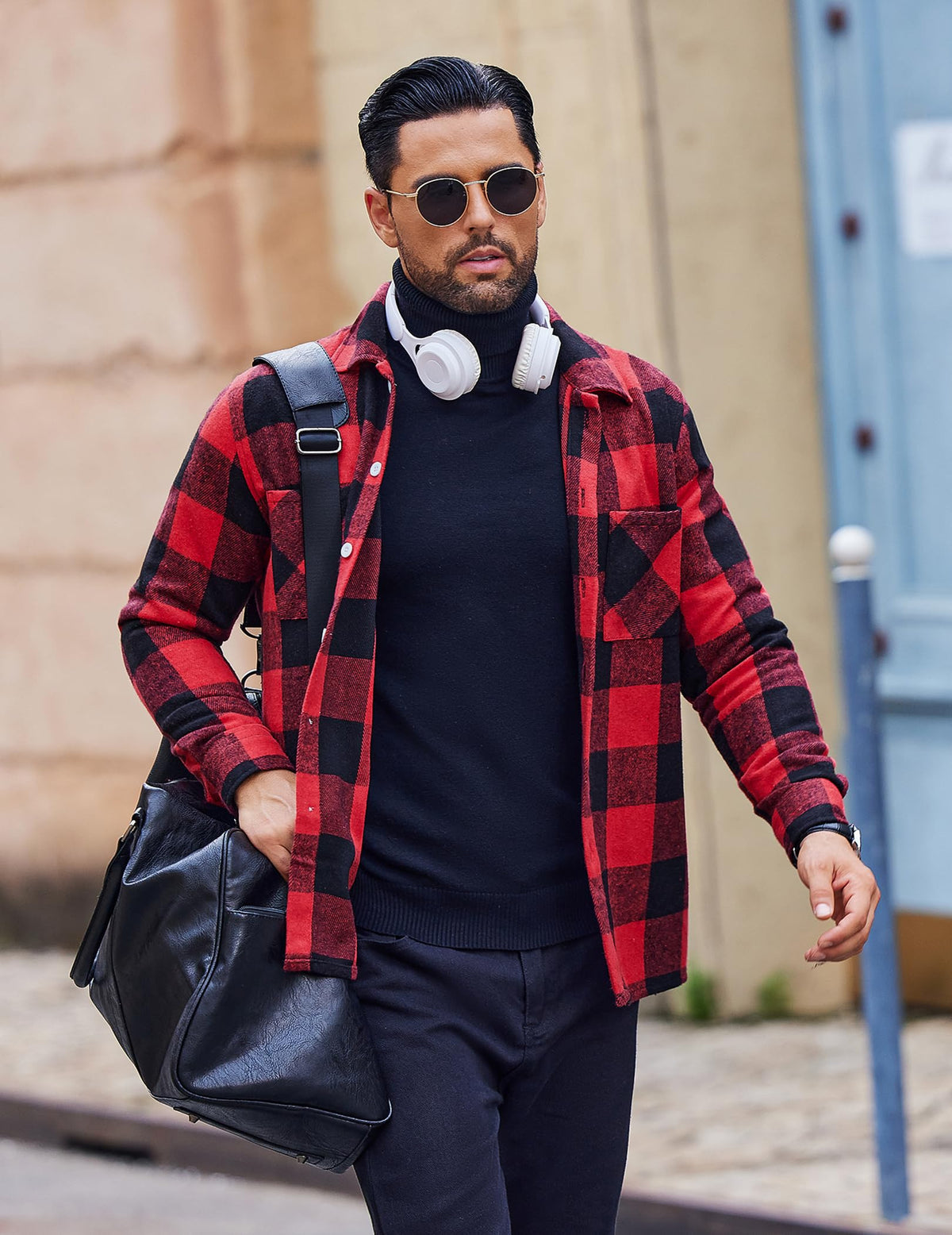 COOFANDY Sobrecamisa Hombre a Cuadros Chaqueta Leñador Casual