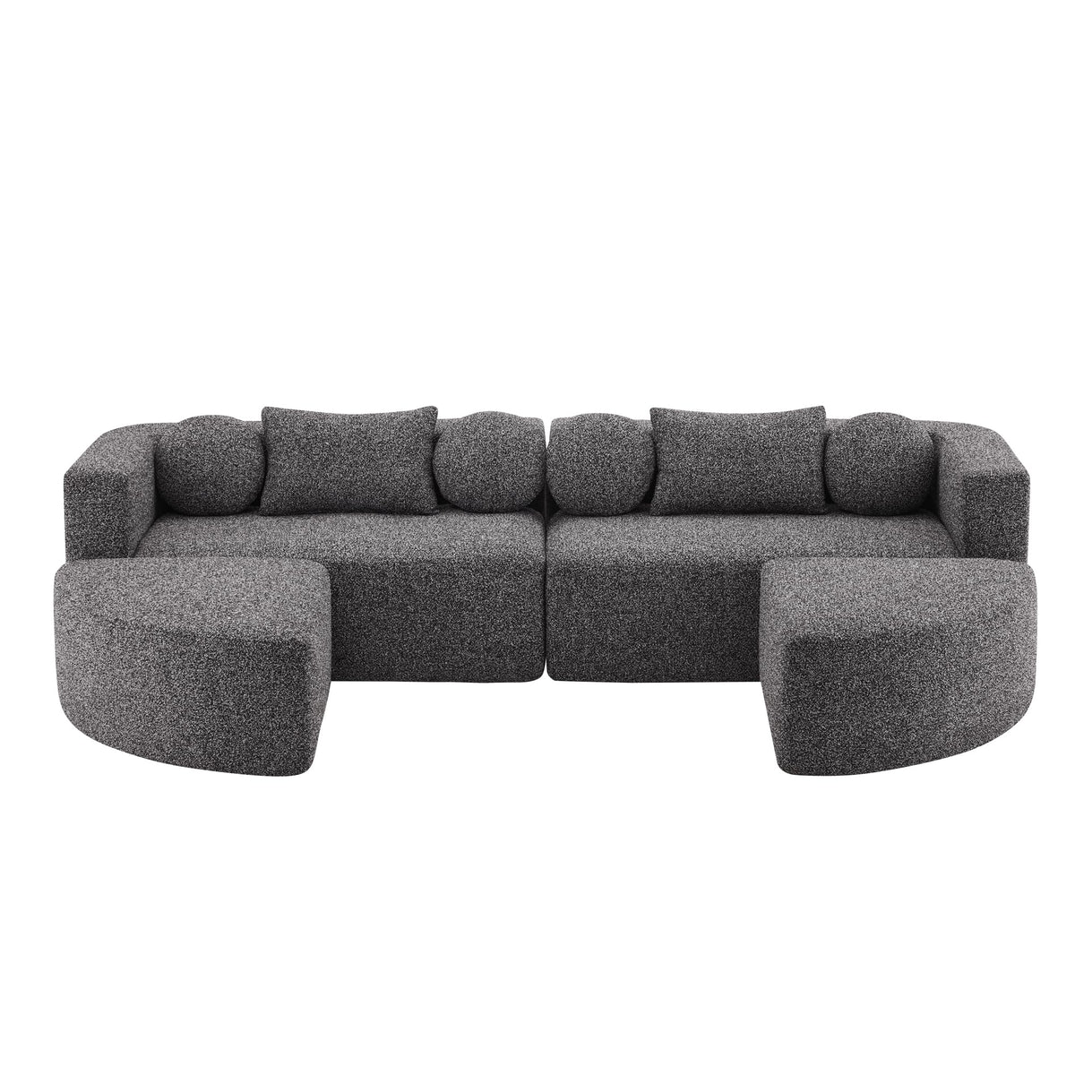 LAKFEW Sofa Cama con Cama Extensible y Taburete Almacenaje, Sofa Rinconera con USB, Lámpara de Lectura, Mesa Plegable con 2 Posavasos, 205x205x85 cm, Gris