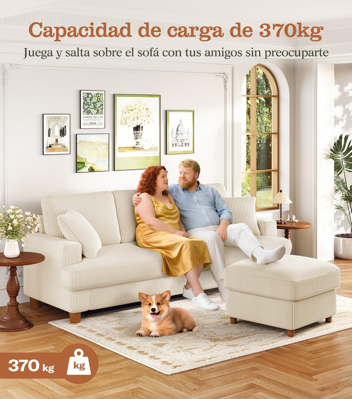 Kidirect Sofá de Pana de 3 plazas, 221 cm cómodo sofá de 53 cm Asientos Extra Profundos, sofá de salón Montaje sin Herramientas sofá Grande con 2 Cojines, sofá Moderno para Oficina,Verde Bosque