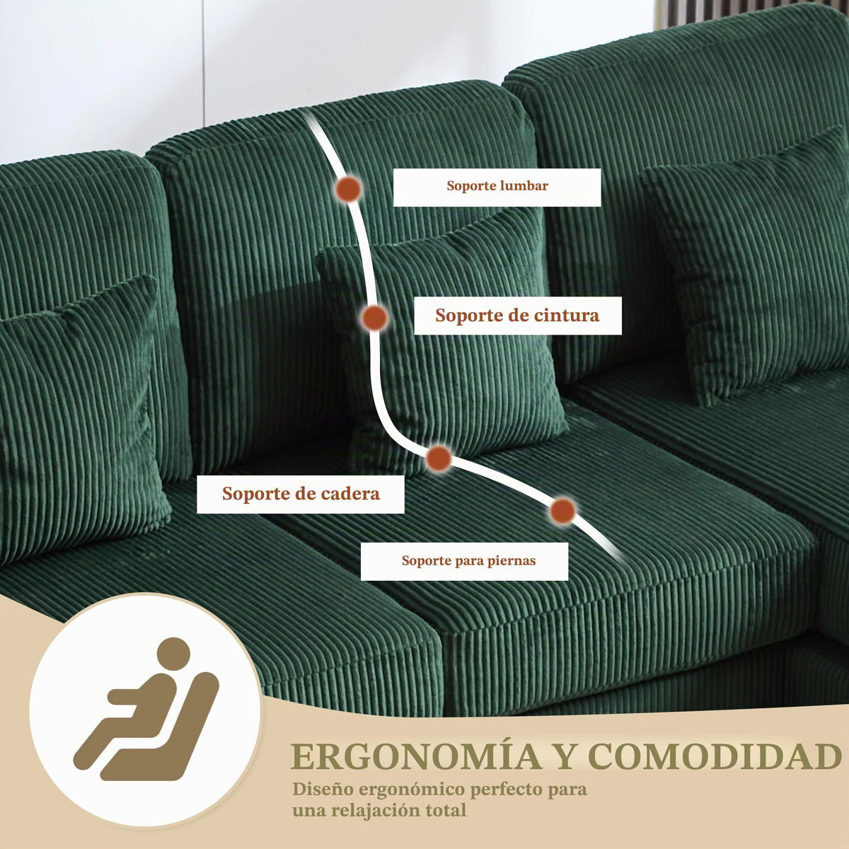 Sapgaks Sofá Seccional en U Moderno,Sofá 4 plazas,Mueble Acolchado de diseño Moderno,Tela de Chenilla (Beige)
