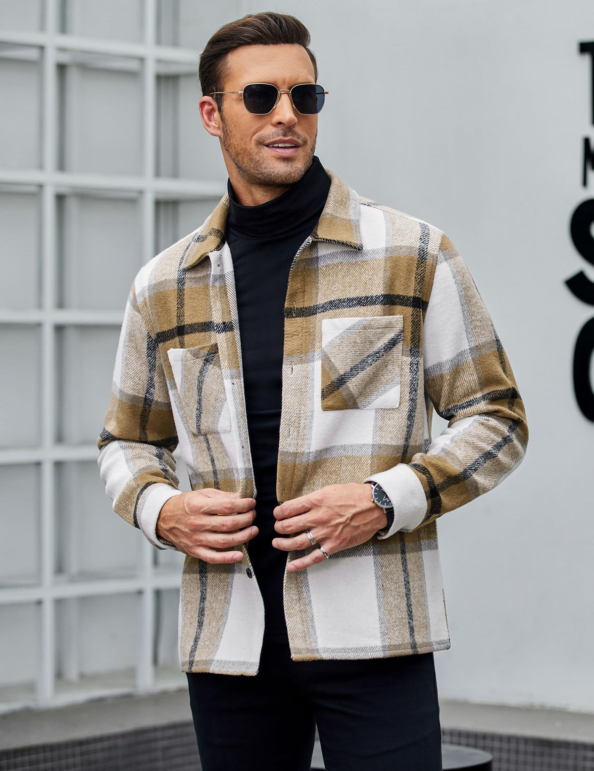 COOFANDY Sobrecamisa Hombre a Cuadros Chaqueta Leñador Casual