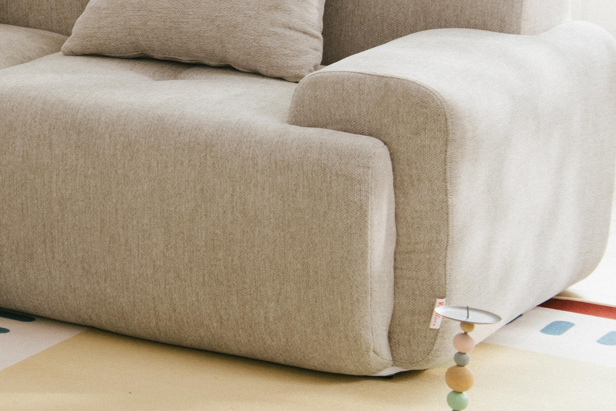 Sofá Modular 3 plazas con Chaise Longue, tapizado en Chenilla, Fundas de Cojines desenfundables (Gris Mineral, 3 plazas con Chaise Longue)
