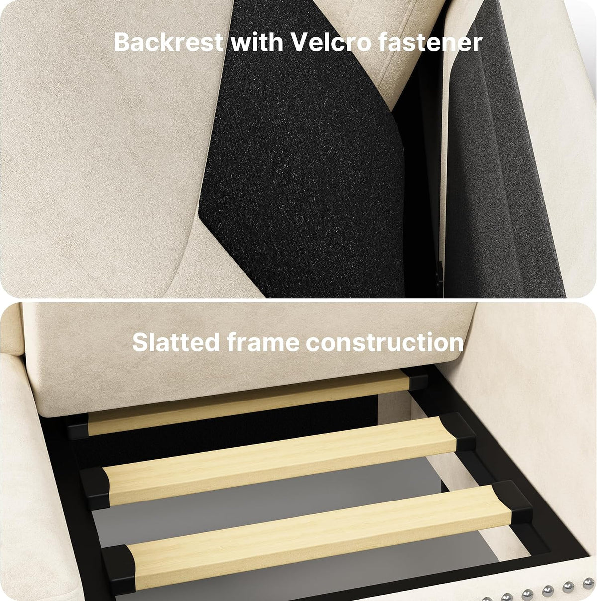 Sofá 2 Plazas,Loveseat con Bolsillo Lateral Beige