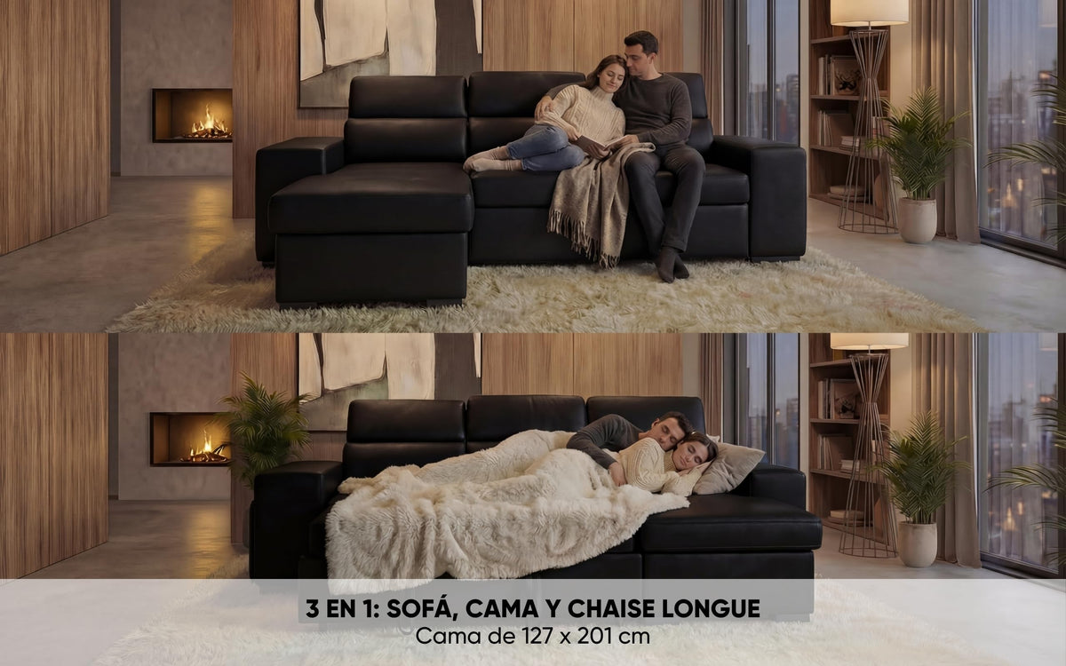 BUDWING John Sofá Cama Esquinero 4 Plazas - Chaise Longue Reversible, Reposacabezas Ajustable y 2 Pufs – Tapizado en Poliéster – Estilo Moderno – 263x161x96 cm – Gris Claro