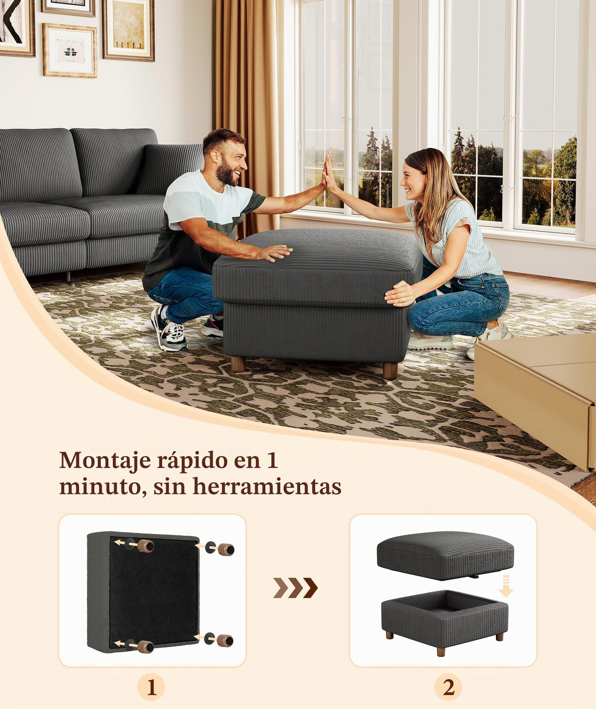 Kidirect Sofá de Pana de 3 plazas, 221 cm cómodo sofá de 53 cm Asientos Extra Profundos, sofá de salón Montaje sin Herramientas sofá Grande con 2 Cojines, sofá Moderno para Oficina,Verde Bosque