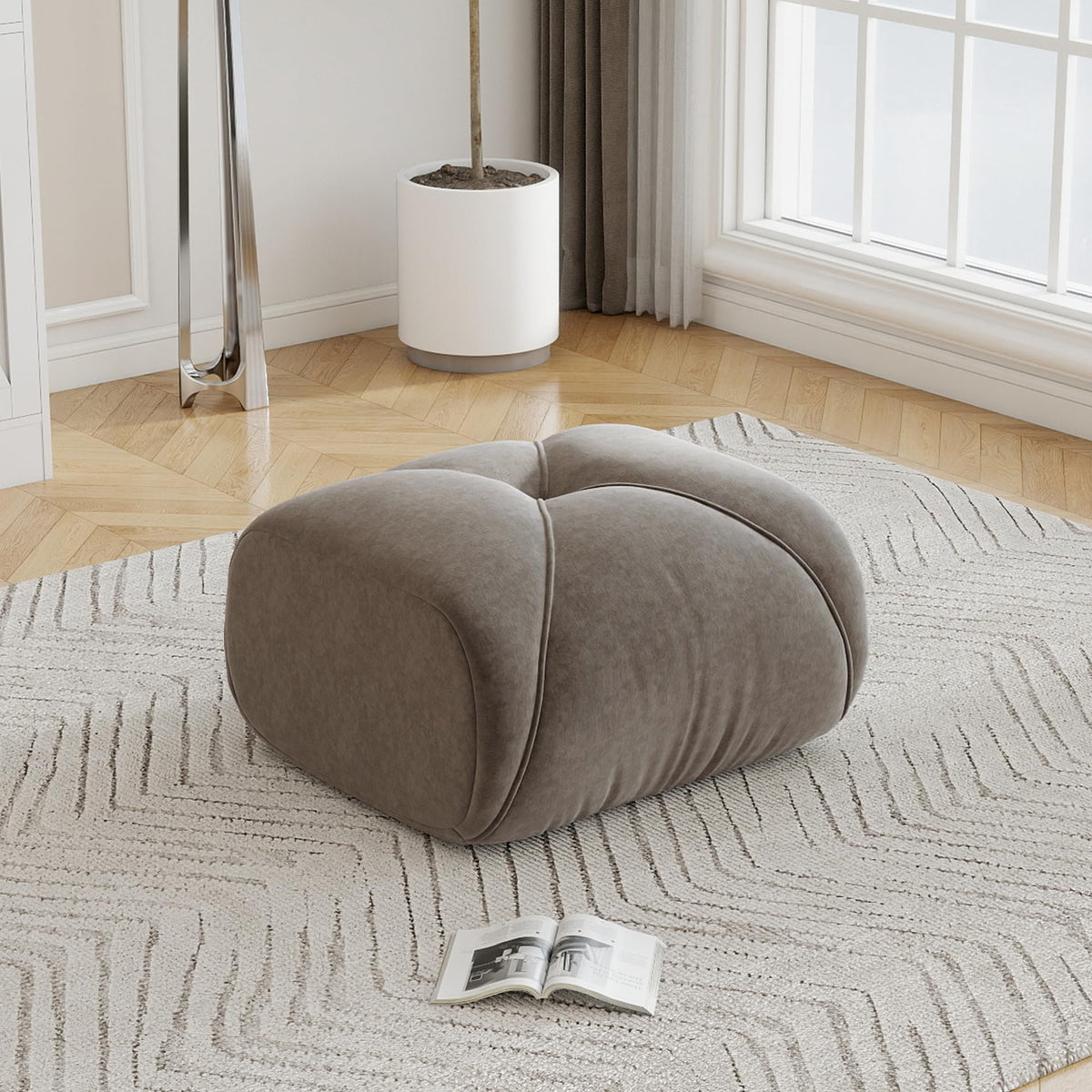 Sofá de esquina en forma de L de 4 plazas con reposapiés, sofá modular Cloud sin marcos de chenilla, sofá de estar suave, antideslizante, combinable de forma flexible, sin montaje, salón color