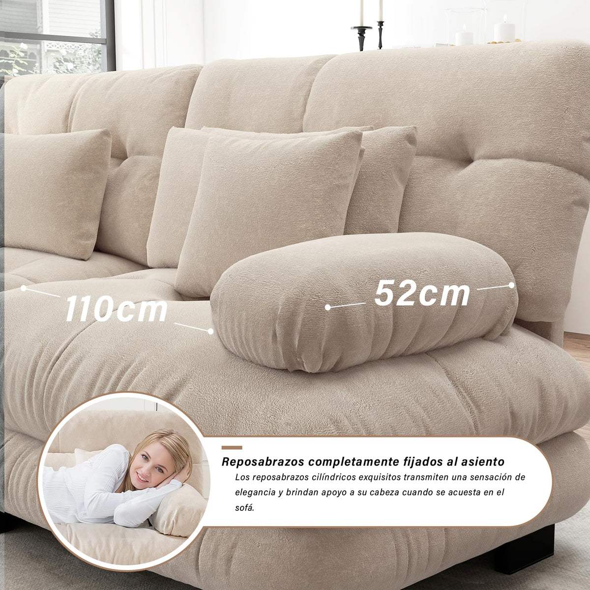 SoarFlash Sofá U Modular de 4 plazas para salón Moderno, sofá Nube de Tela Chenille con reposabrazos, Color Amarillo, 145×406 cm