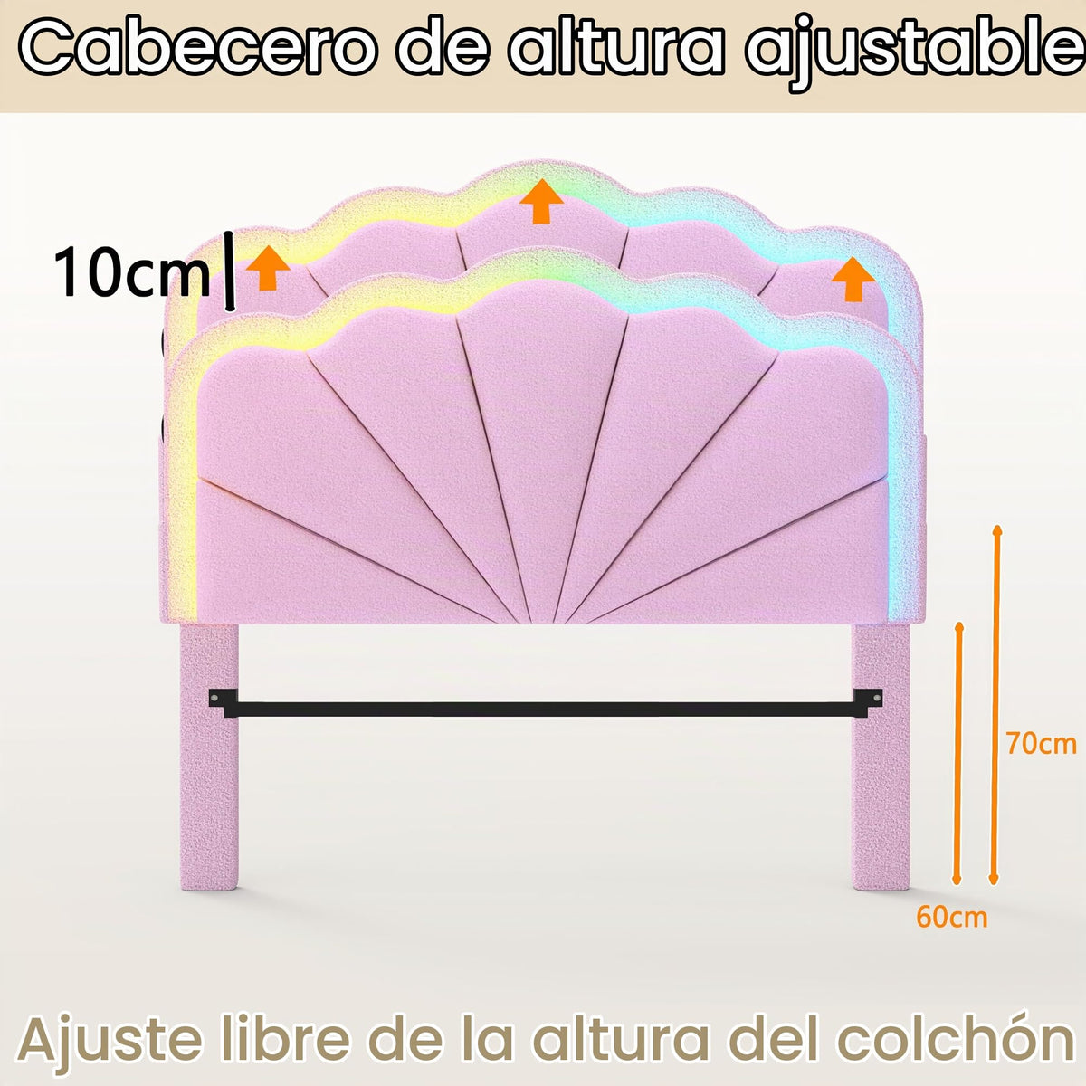 Armazón de Cama de Cuero 140x200cm con luz LED, Blanco