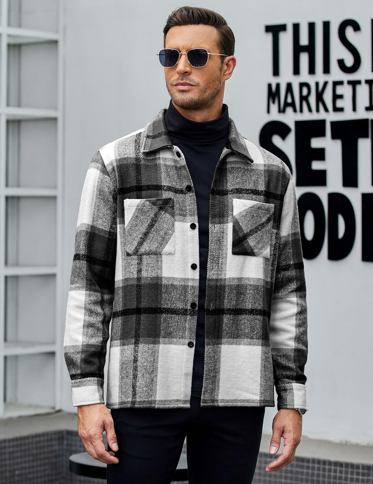 COOFANDY Sobrecamisa Hombre a Cuadros Chaqueta Leñador Casual