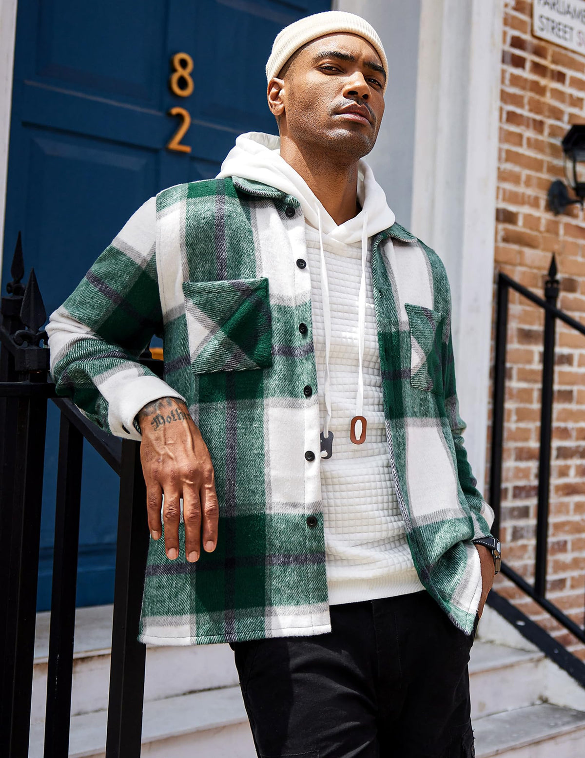 COOFANDY Sobrecamisa Hombre a Cuadros Chaqueta Leñador Casual