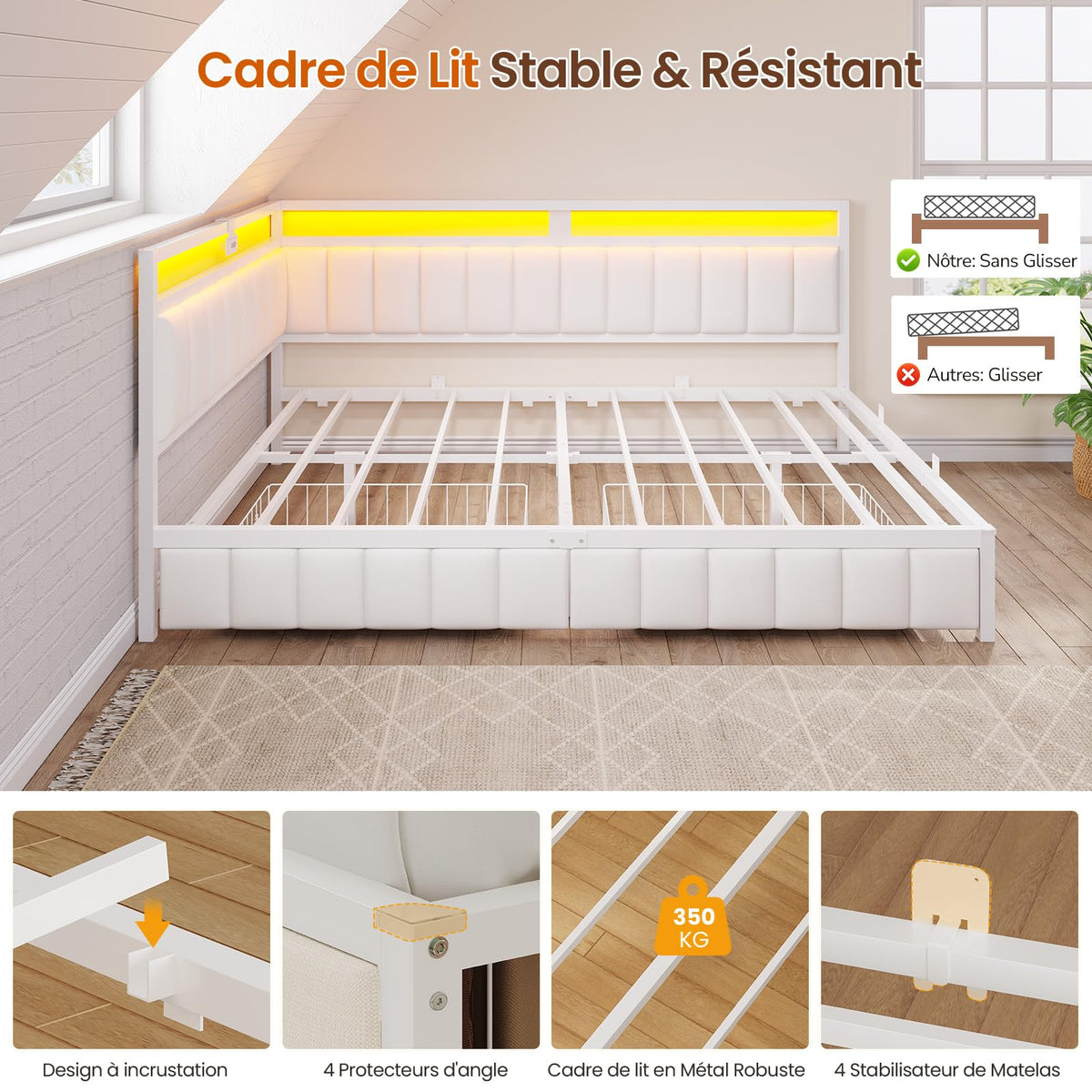 DICTAC Cama Tapizada Sofá Cama 90 x 190 cm con iluminación LED y Toma USB,Camas Juvenil con 2 cajones de Almacenamiento, Estructura de Cama de 90x190 con somier de láminas de Metal, Gris Oscuro