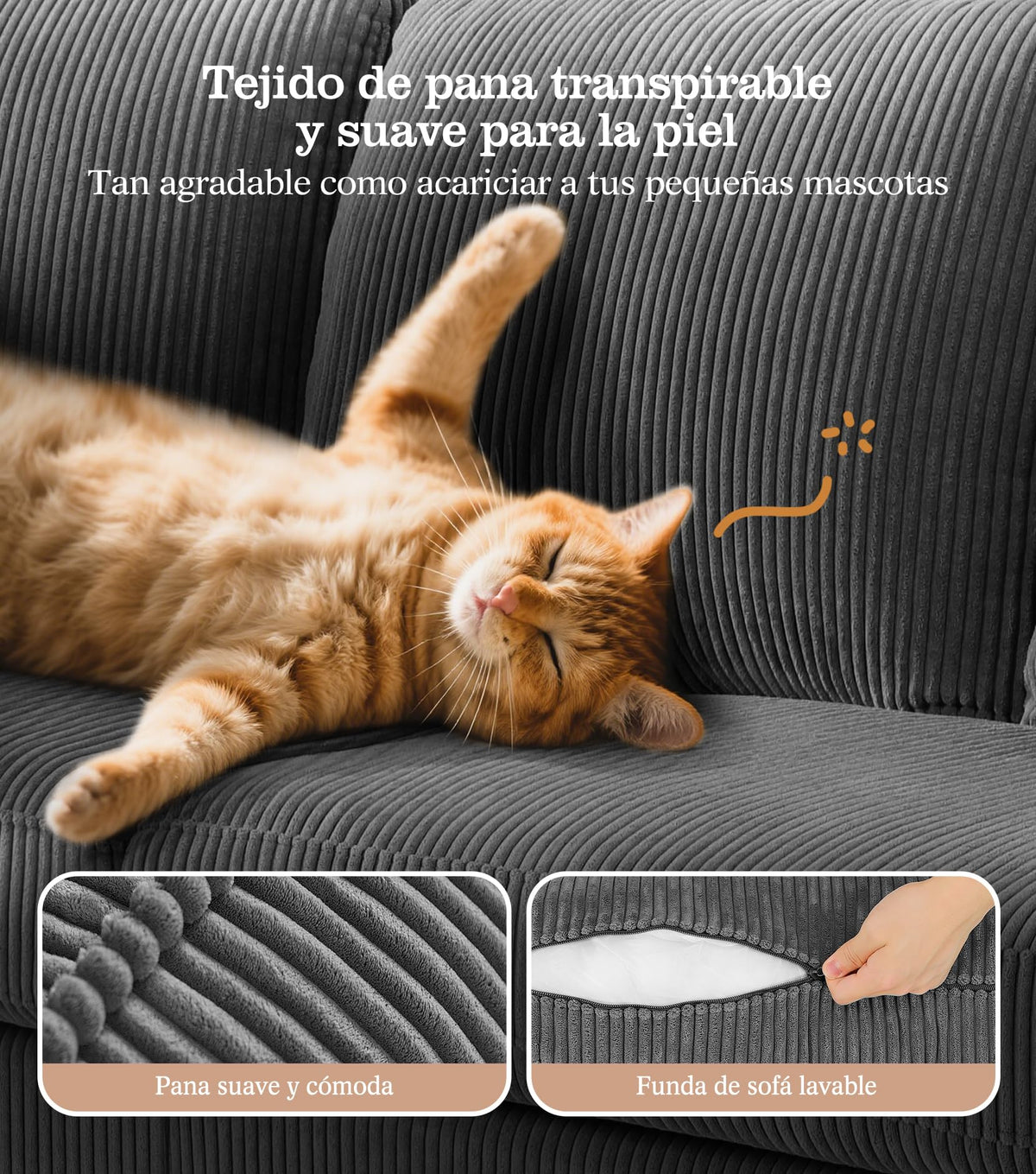 Kidirect Sofá de Pana de 3 plazas, 221 cm cómodo sofá de 53 cm Asientos Extra Profundos, sofá de salón Montaje sin Herramientas sofá Grande con 2 Cojines, sofá Moderno para Oficina,Verde Bosque