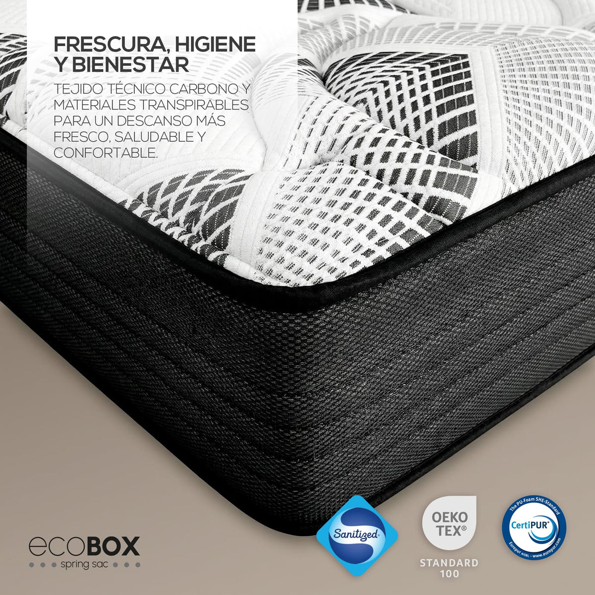 Duérmete Online - Colchón Viscoelástico Selene, Confort Óptimo, Soporte Ergonómico para la Espalda, Altura 30 cm, Alta Firmeza, Antiácaros, Antibacteriano e Hipoalergénico 90 x 190